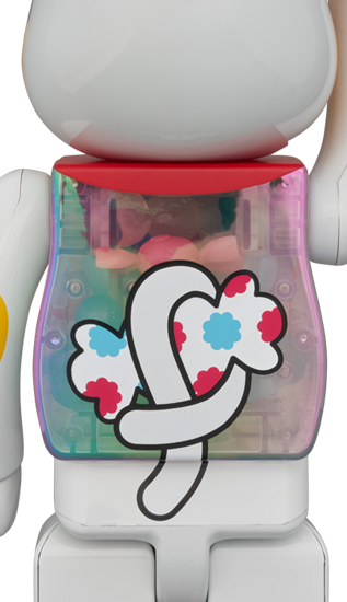 100% & 400% BE@RBRICK 招き猫 ペコちゃん 白メッキ 蓄光ミルキー入り