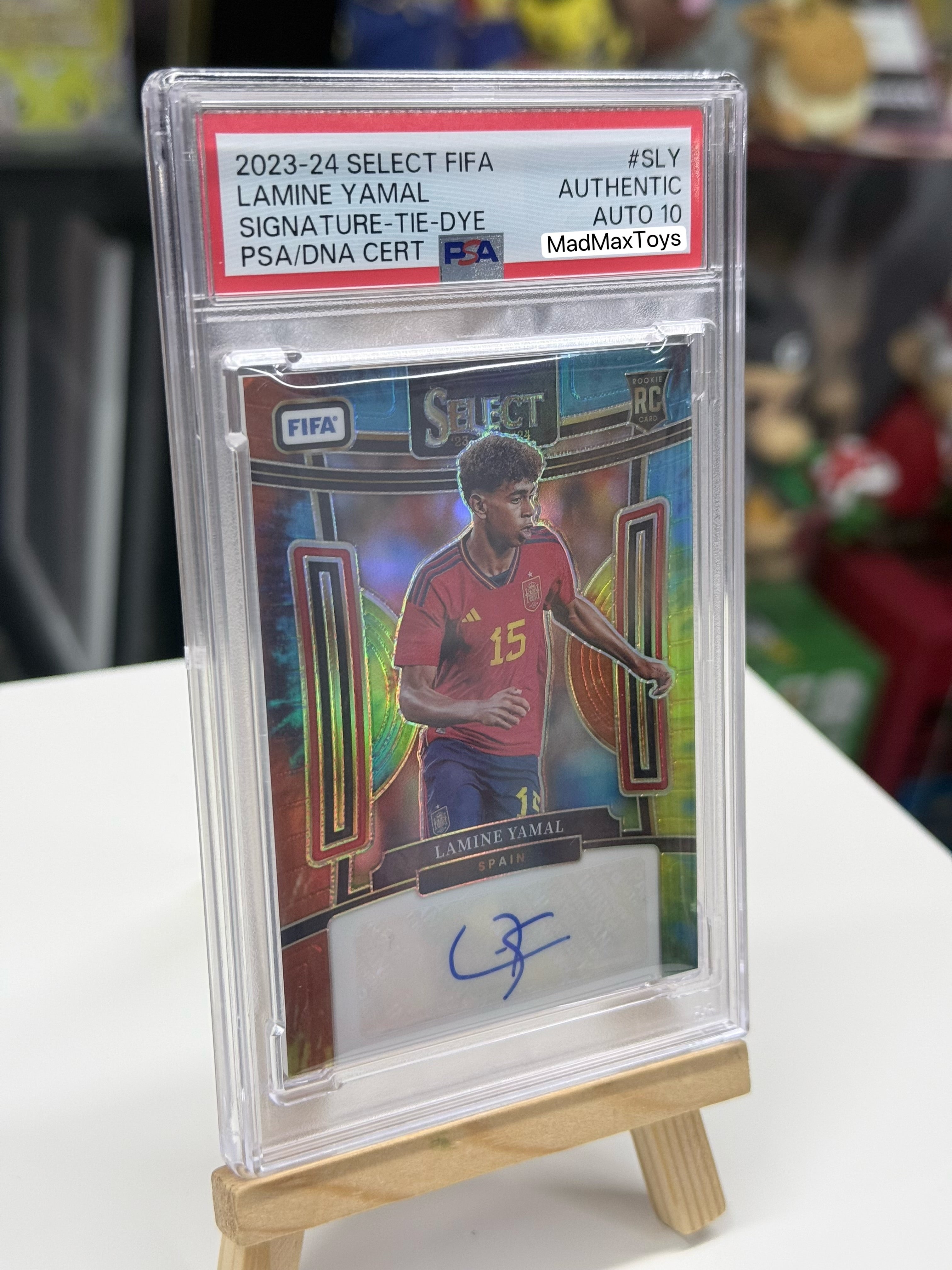 PSA AUTO 10 2023-24 PANINI SELECT FIFA SIGNATURES #SLY LAMINE YAMAL SIGNATURE-TIE-DYE