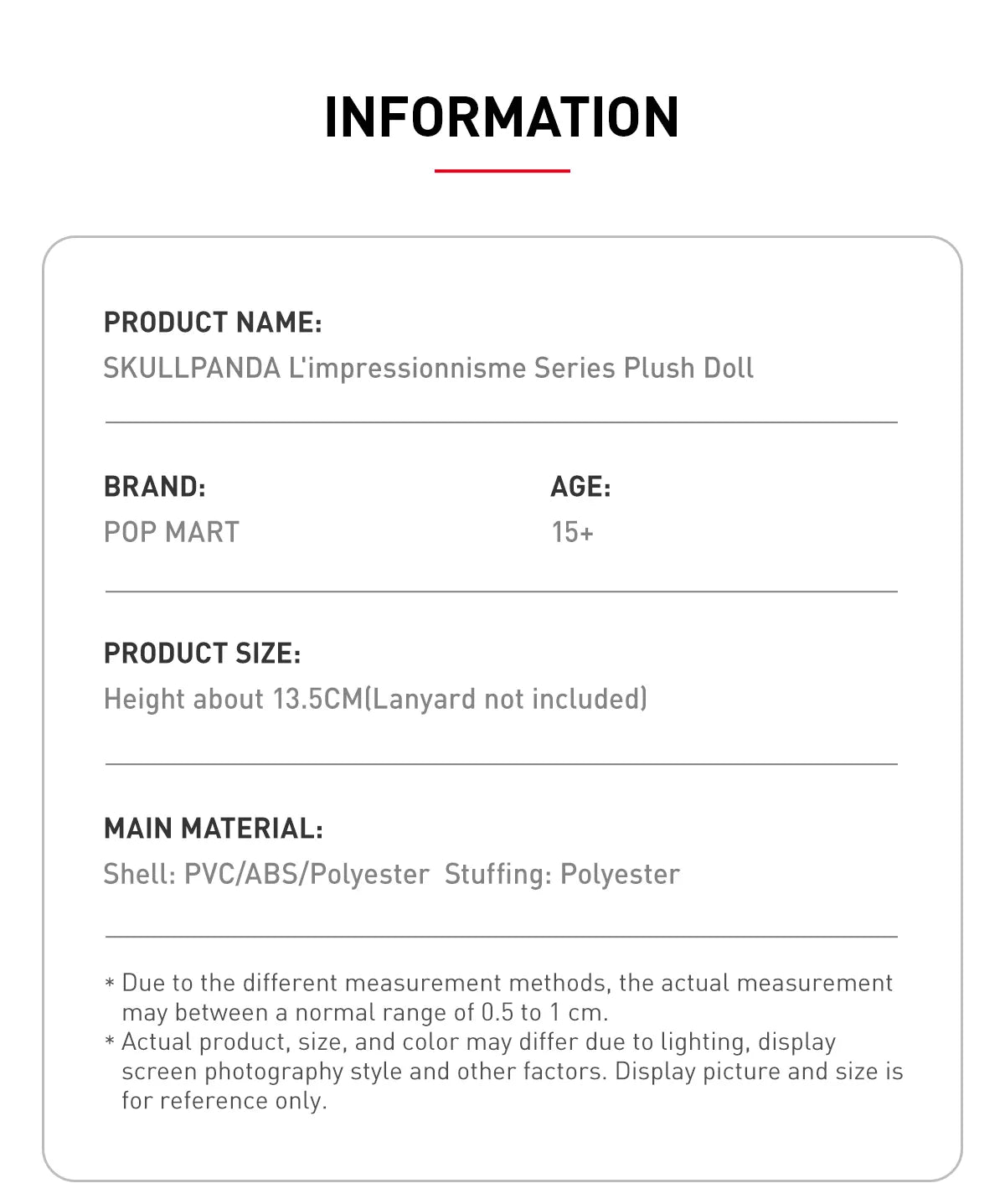SKULLPANDA L’impressionnisme Series Plush Doll 光織園系列毛絨公仔掛件