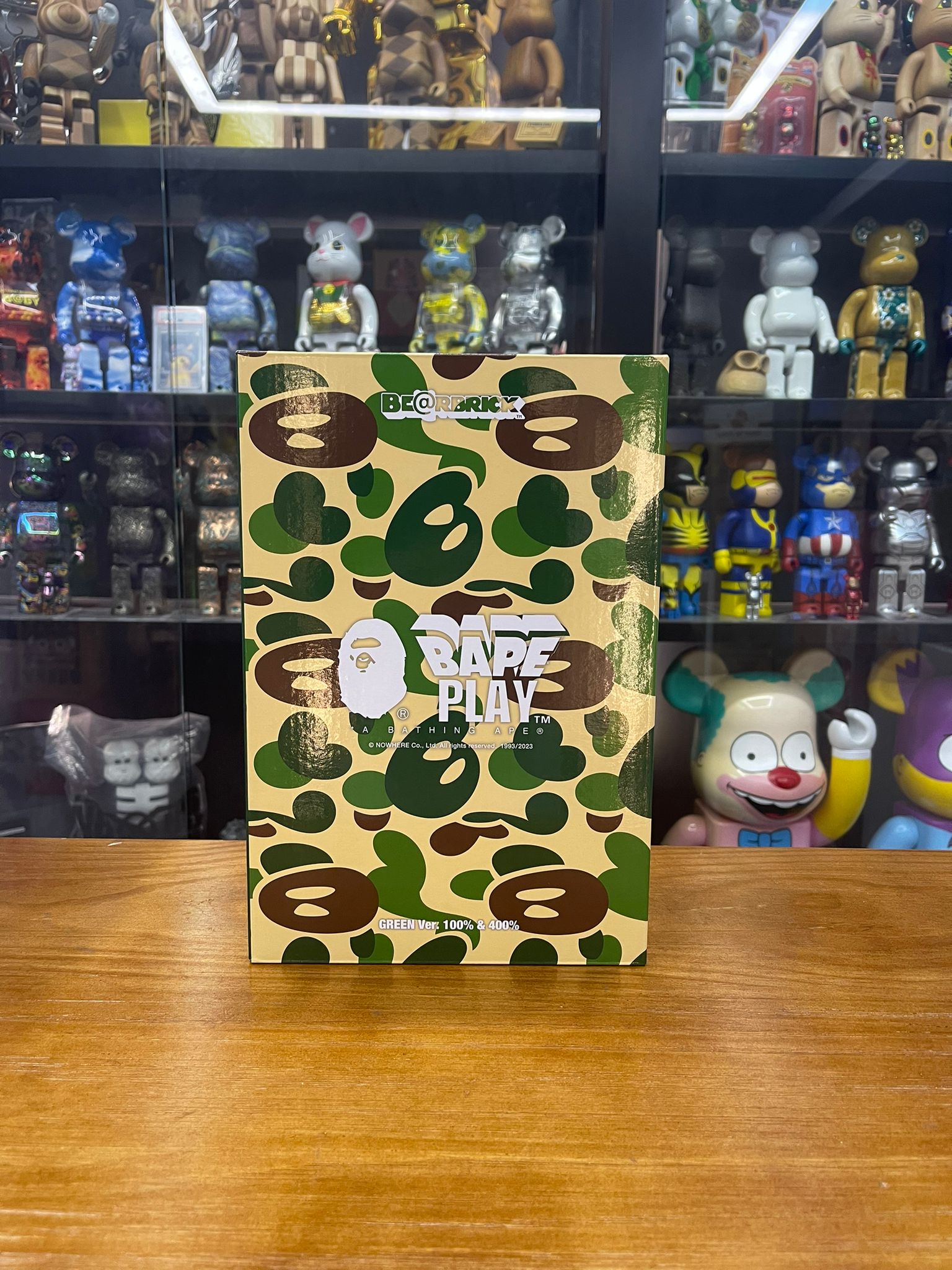 Set of 3pcs 100% & 400% BE@RBRICK BABY MILO(R) CAMO SHARK (Green/Pink/Blue)