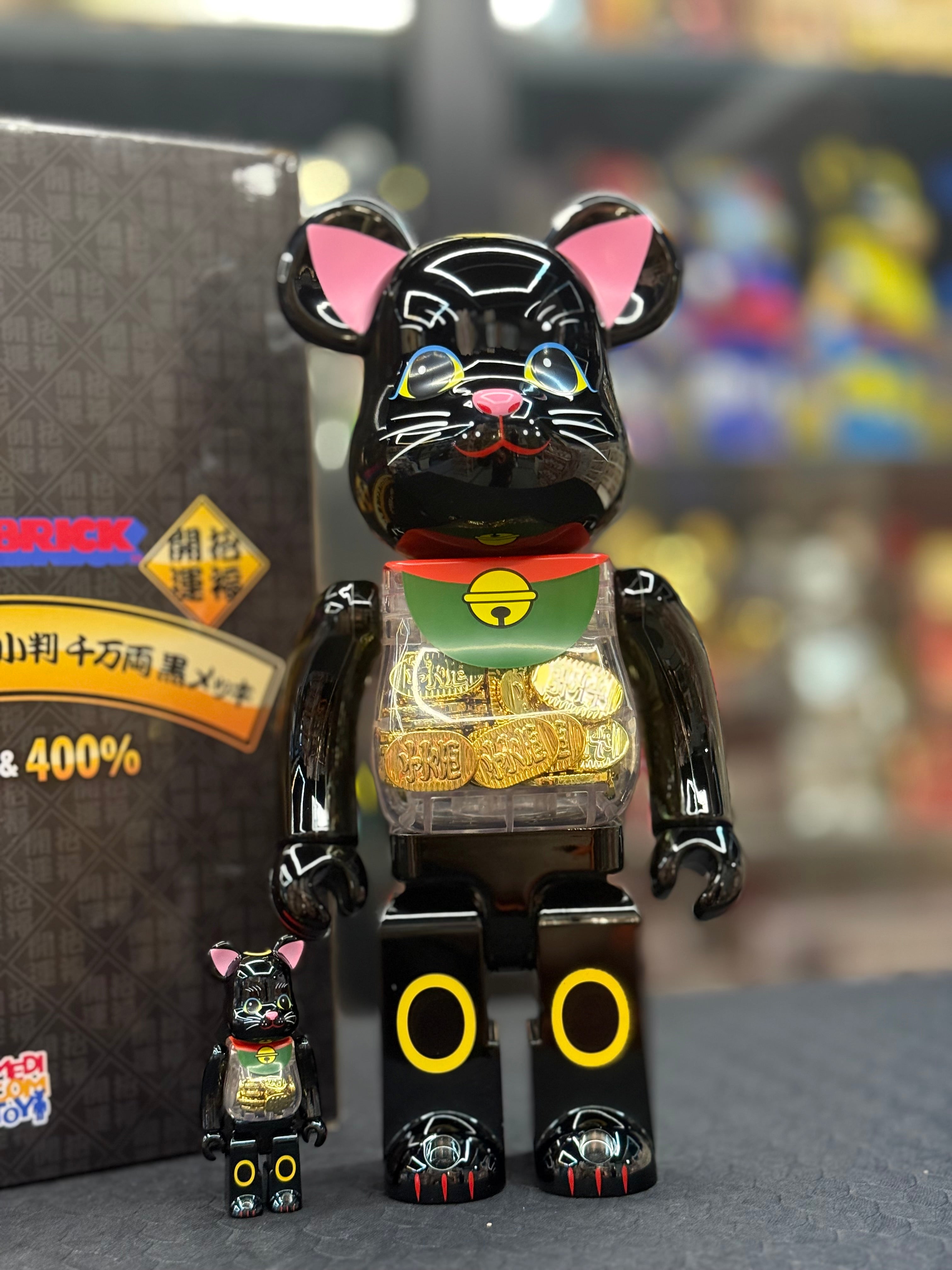 100% & 400% BE@RBRICK 招き猫 小判 千万両 黒メッキ