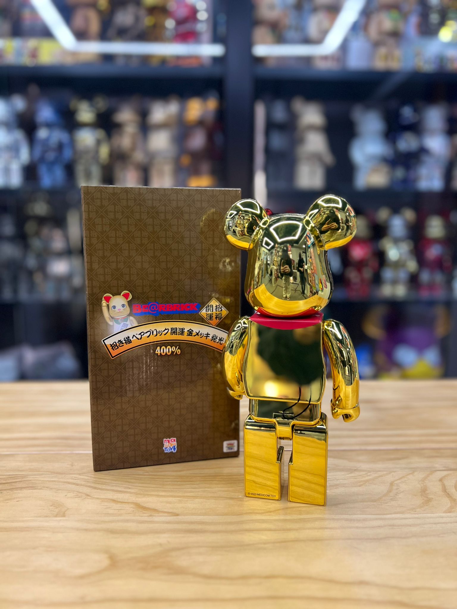 400% BE@RBRICK 招き猫 開運 金メッキ 発光