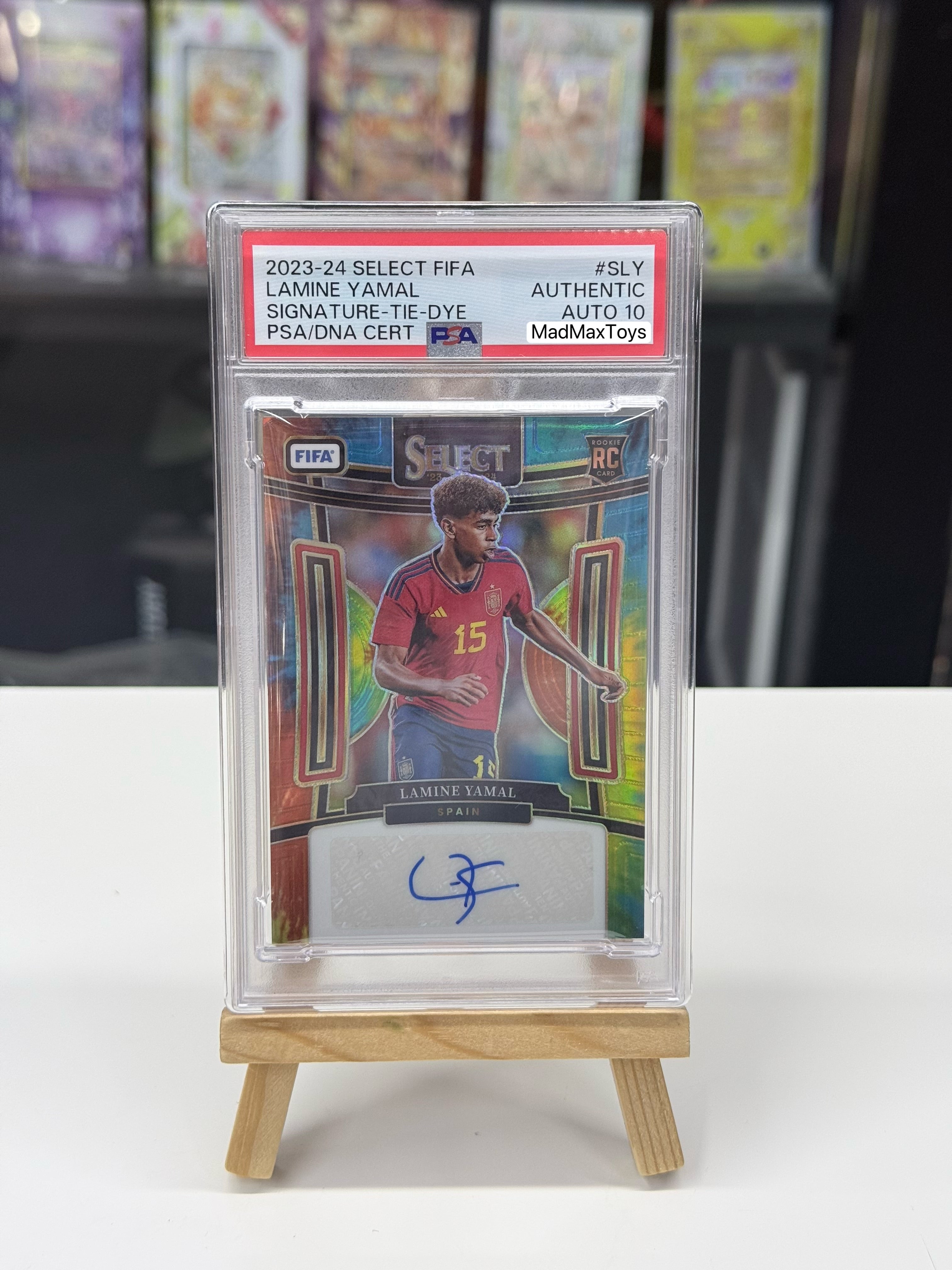 PSA AUTO 10 2023-24 PANINI SELECT FIFA SIGNATURES #SLY LAMINE YAMAL SIGNATURE-TIE-DYE