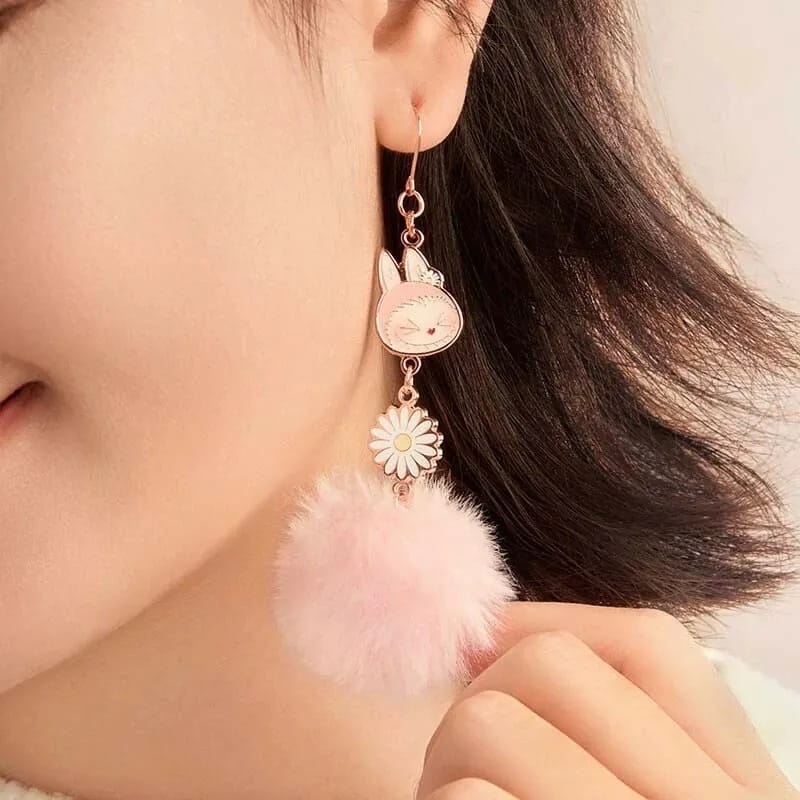 POP LAND 暖暖系列-Labubu/Mokoko毛球耳環 Warm Fluffy Holiday Series-Labubu/Mokoko Pompom Earring