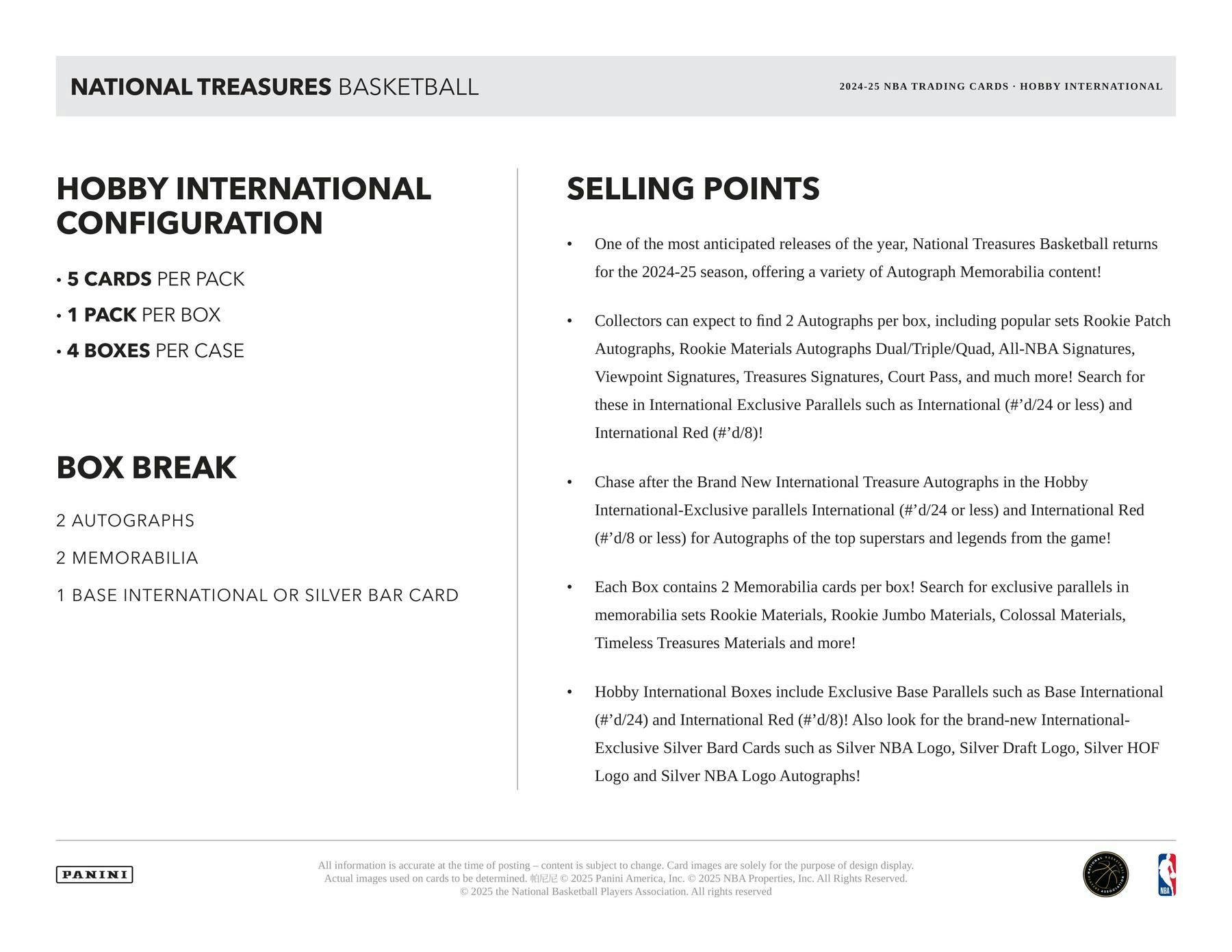 2024-25 National Treasures Basketball International Box