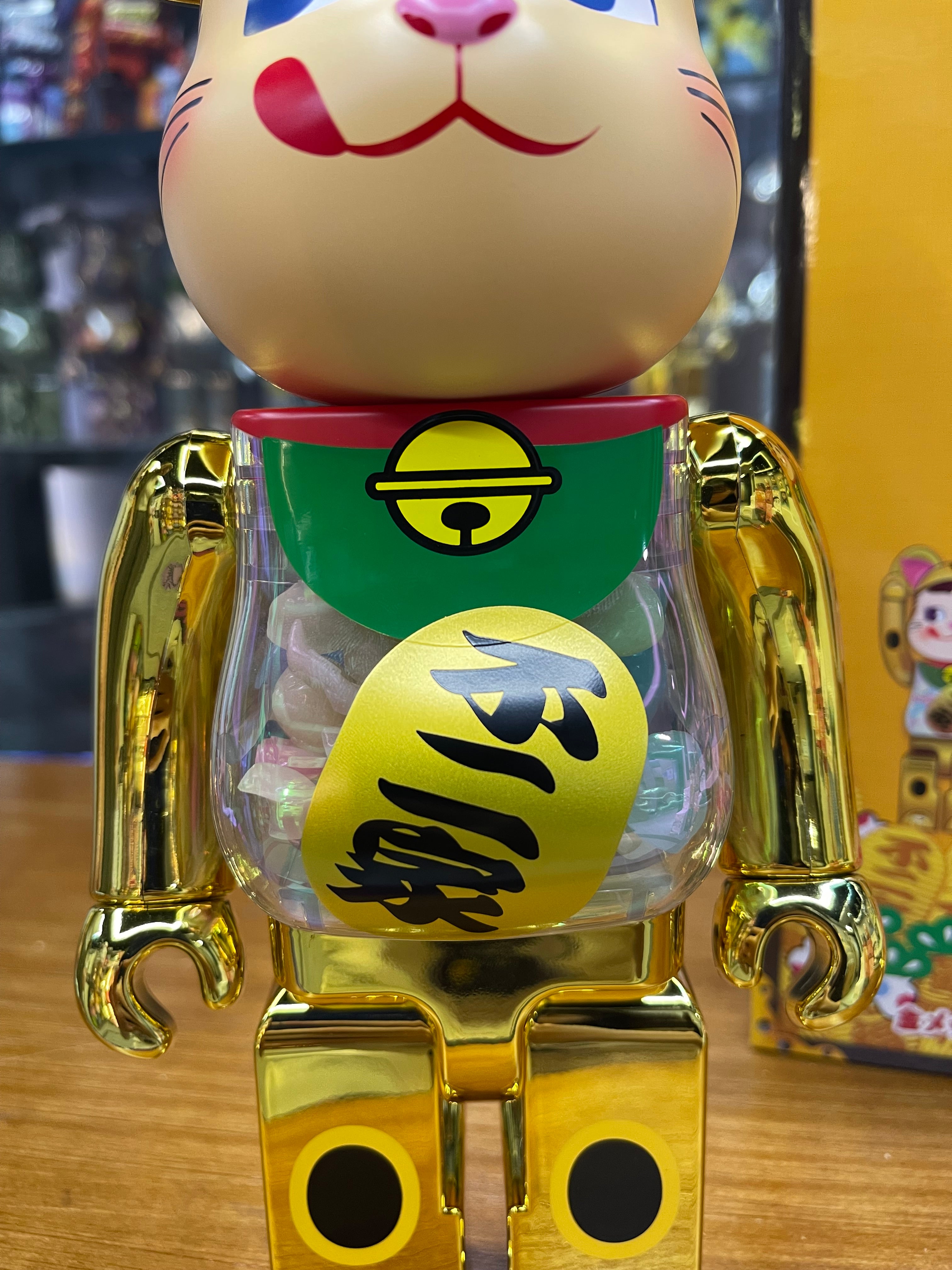 100% & 400% BE@RBRICK 招き猫 ペコちゃん 金メッキ 蓄光ミルキー入り