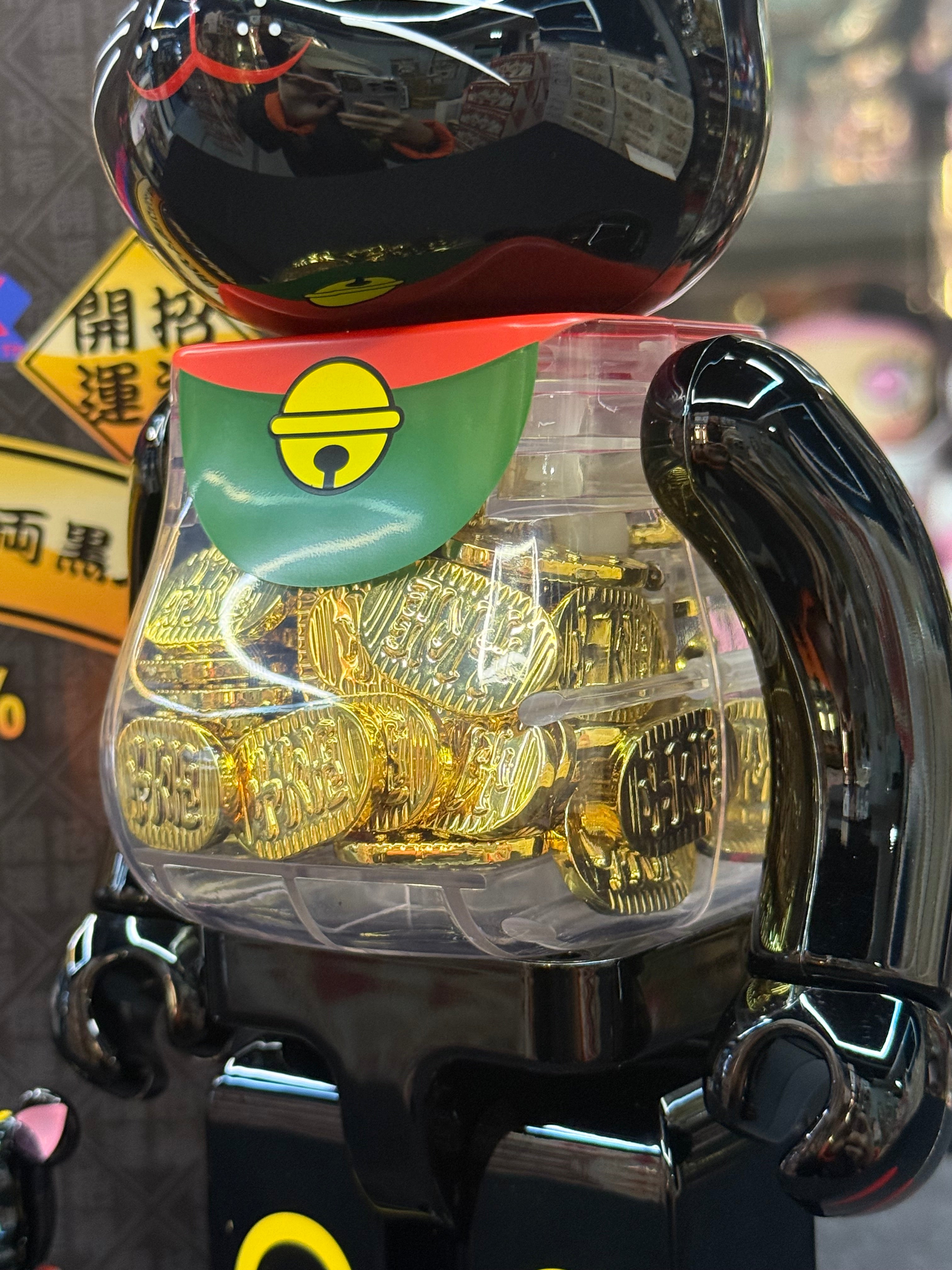 100% & 400% BE@RBRICK 招き猫 小判 千万両 黒メッキ