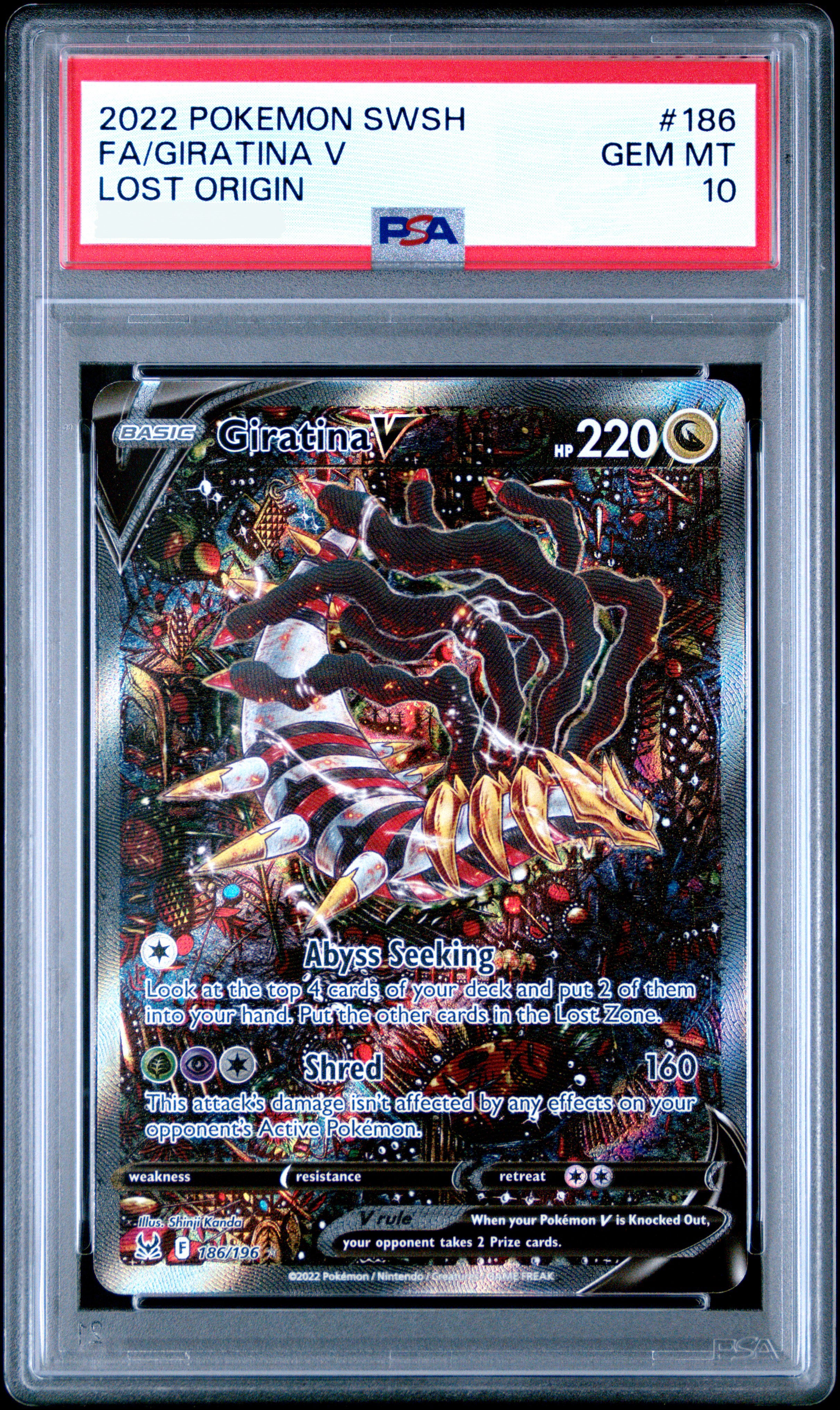 PSA 10 2022 POKEMON SWORD & SHIELD LOST ORIGIN #186 FA/GIRATINA V LOST ORIGIN