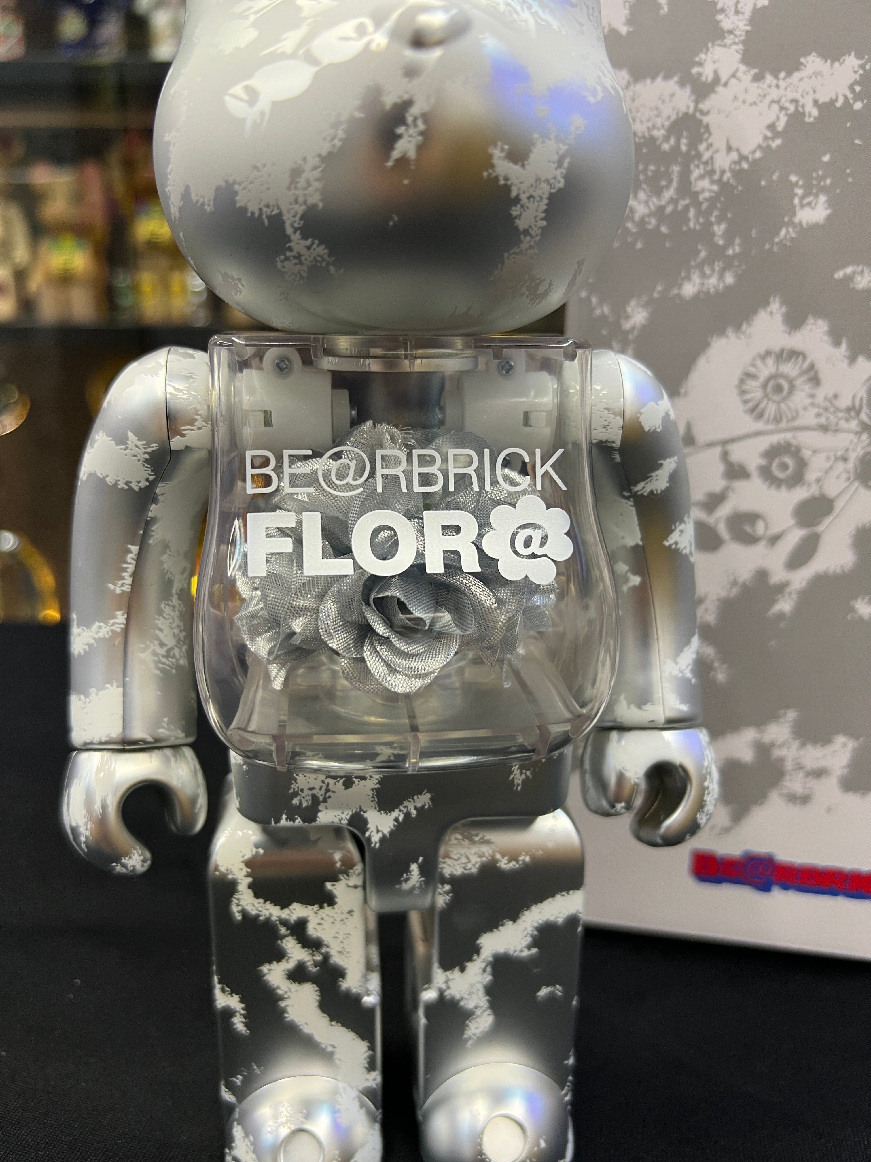 400% Be@rbrick Flor@ Silver