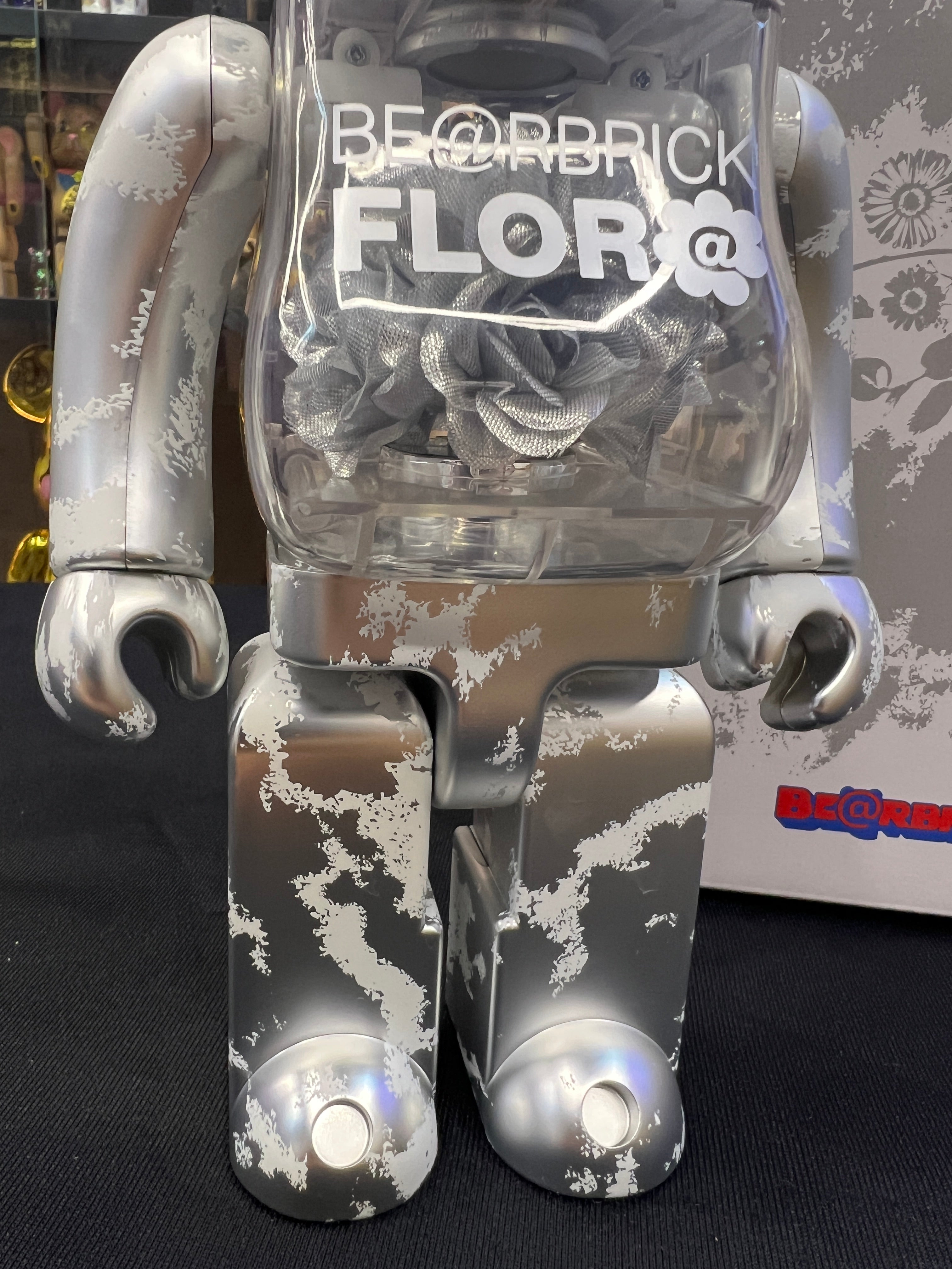 400% Be@rbrick Flor@ Silver