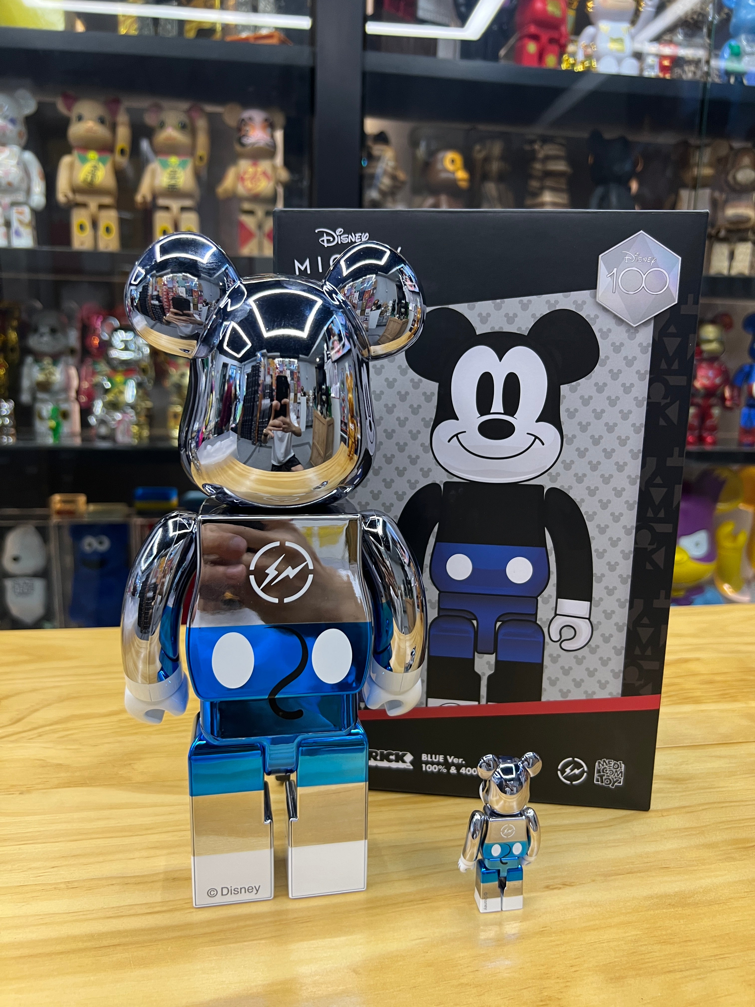 100% & 400% BE@RBRICK fragmentdesign MICKEY MOUSE BLUE Ver.