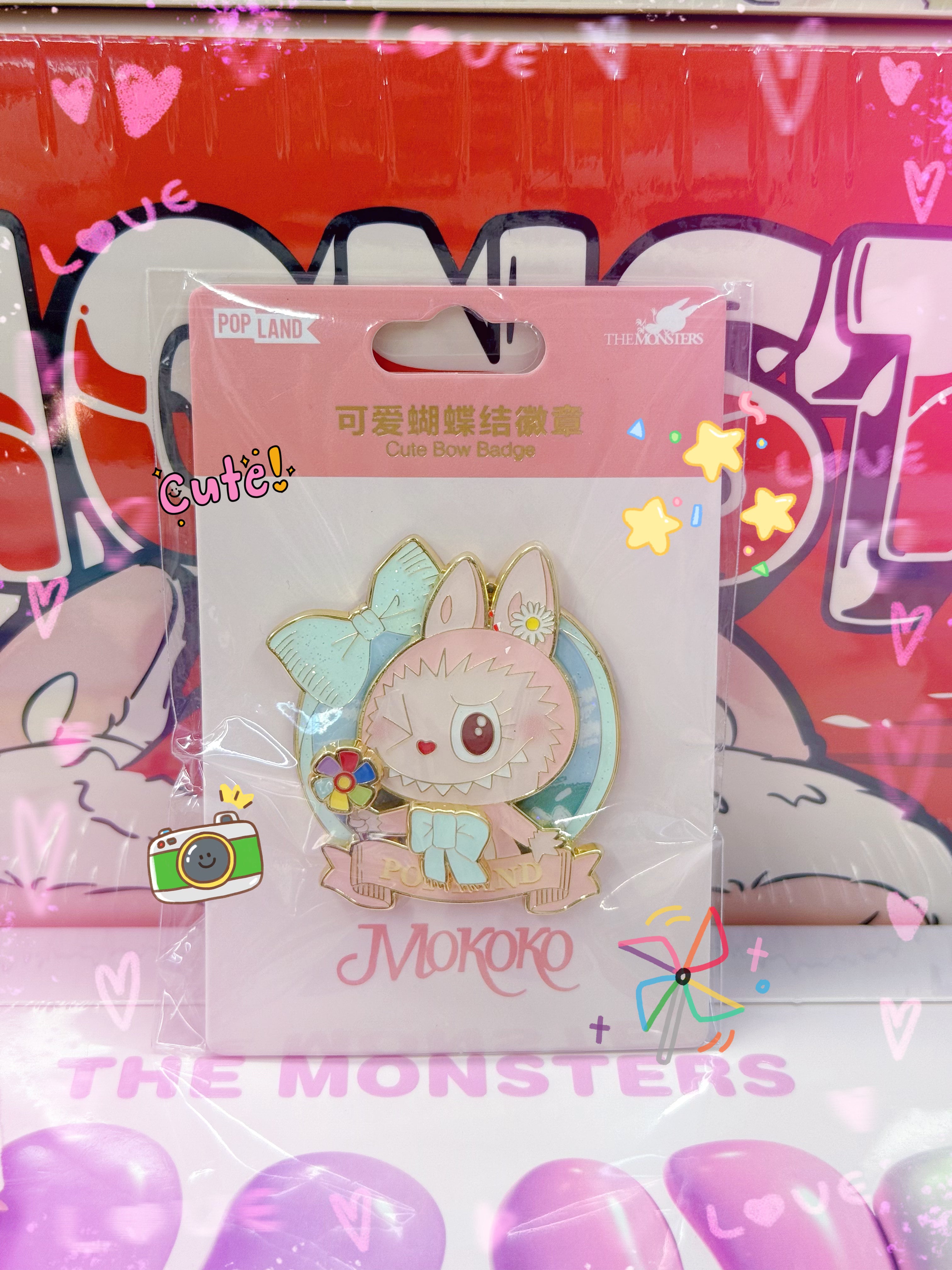 Popland 樂園限定 Mokoko 可愛蝴蝶結徽章