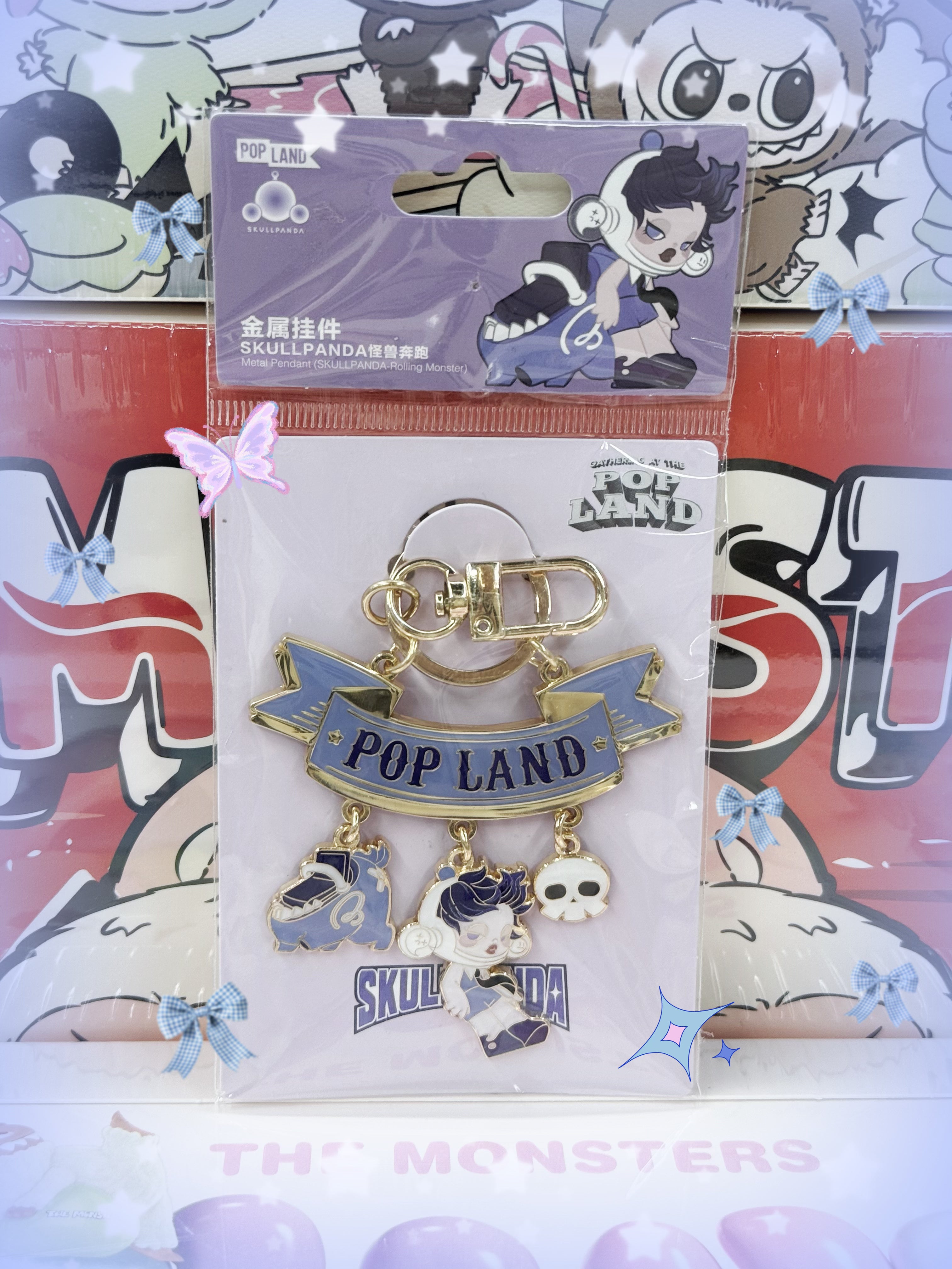 Popland 樂園限定 Skullpanda 怪獸奔跑 金屬掛件