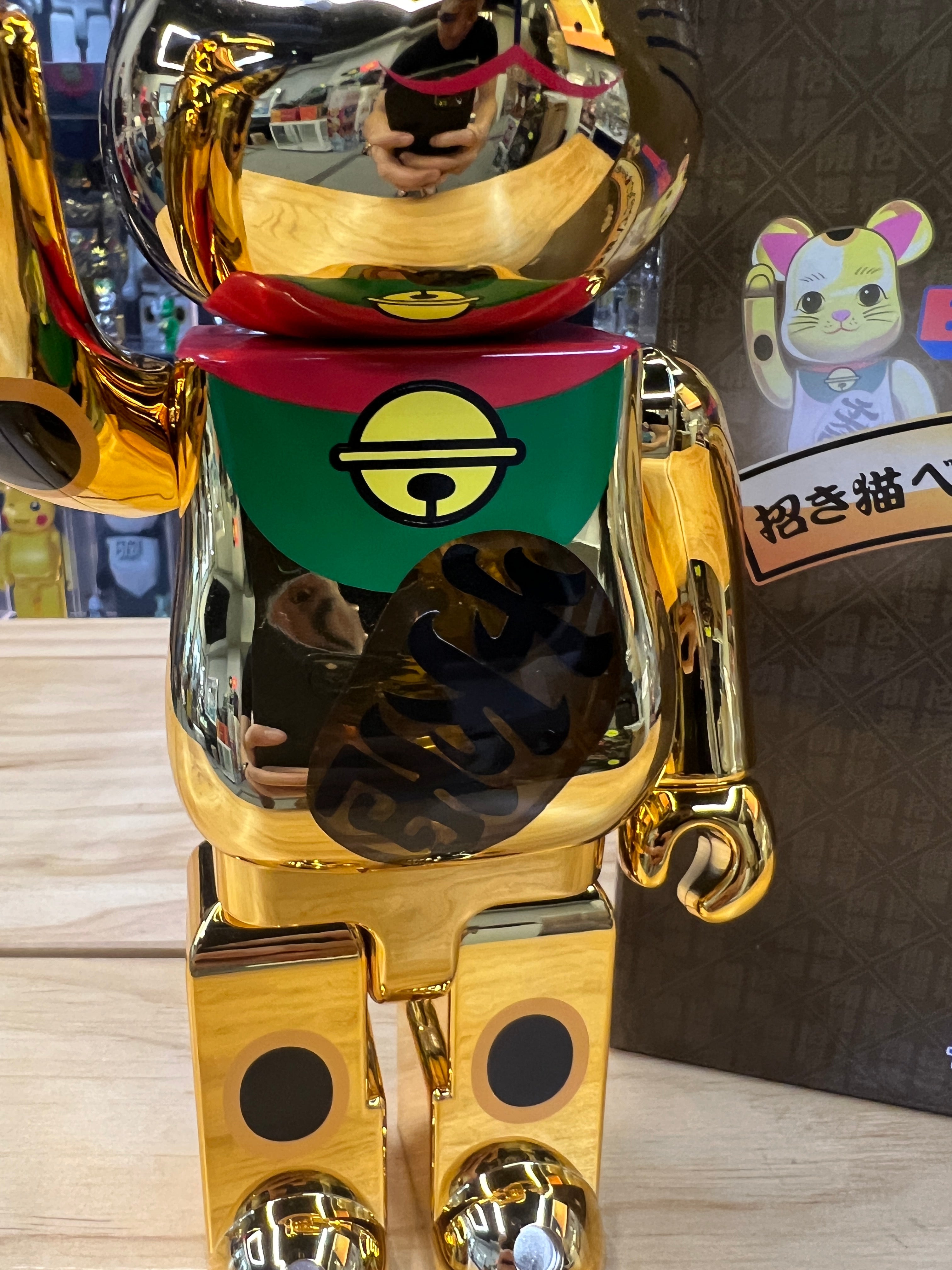 400% 招き猫 金メッキ 発光 (千万兩 金色)