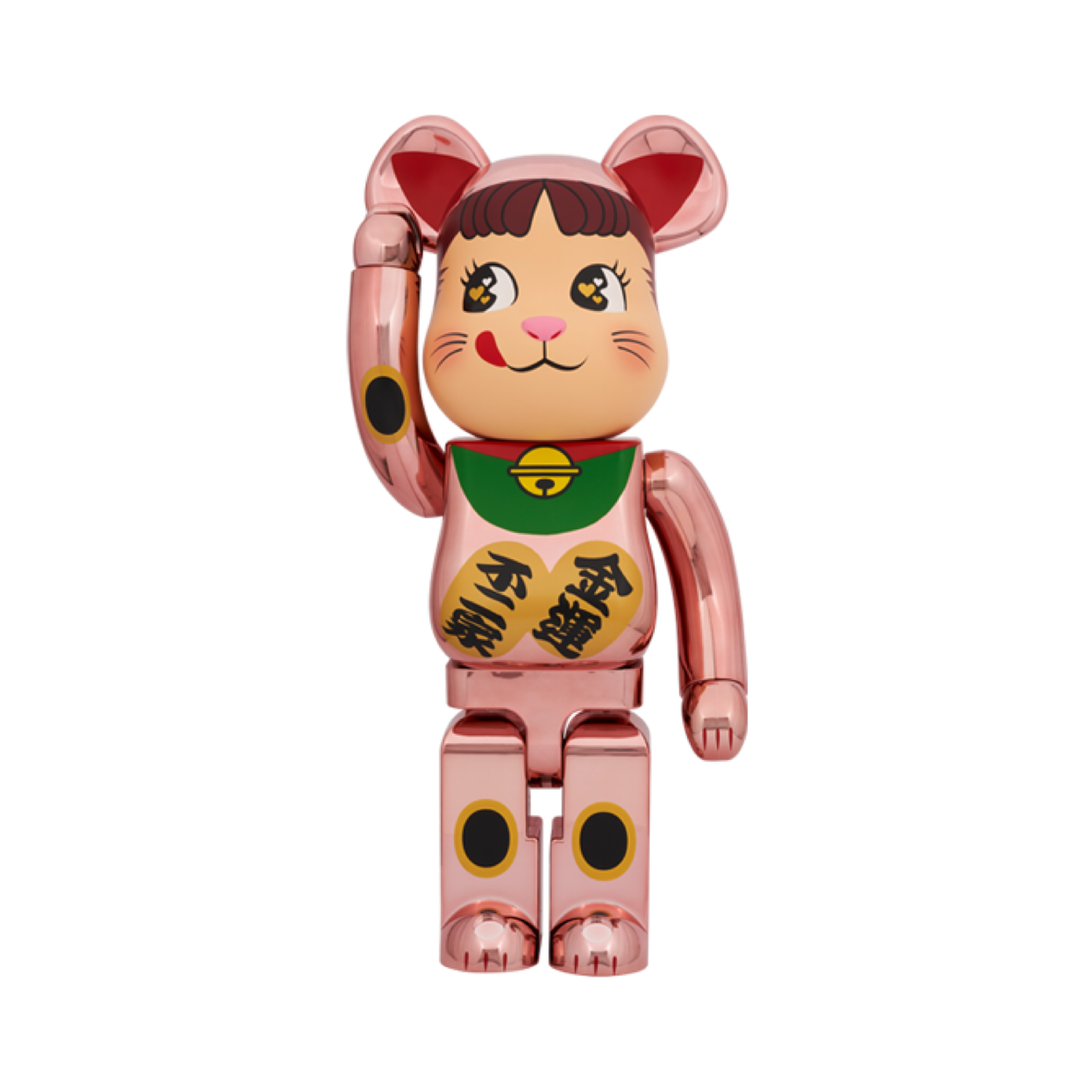 1000% BE@RBRICK 招き猫 ペコちゃん 金運 ダブル小判 桃金メッキ