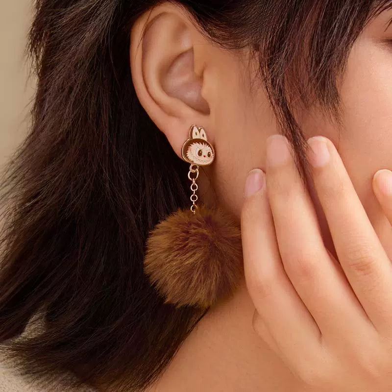 POP LAND 暖暖系列-Labubu/Mokoko毛球耳環 Warm Fluffy Holiday Series-Labubu/Mokoko Pompom Earring