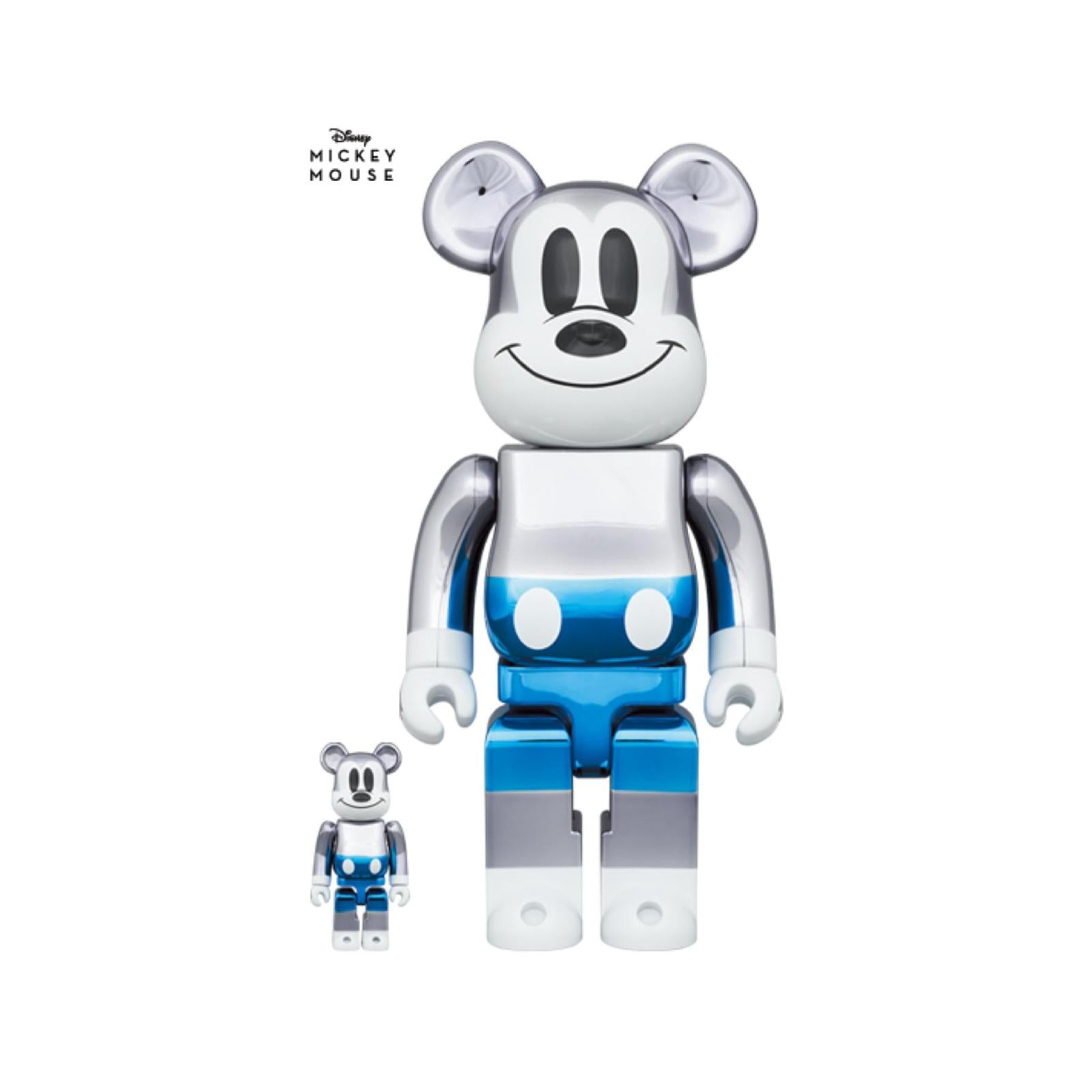 100% & 400% BE@RBRICK fragmentdesign MICKEY MOUSE BLUE Ver.
