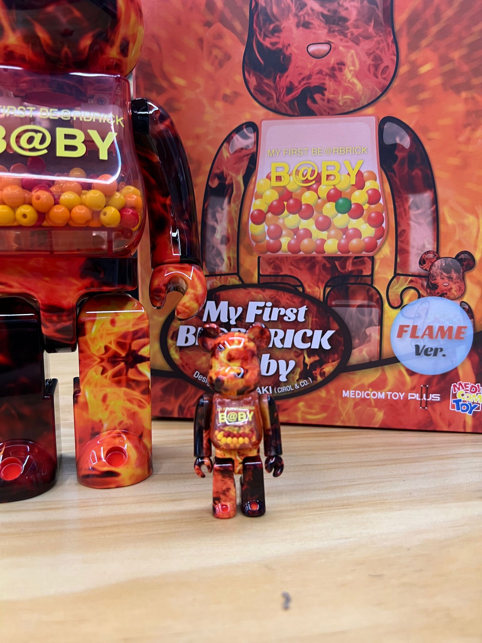 100% & 400% Be@rbrick MY FIRST BE@RBRICK B@BY FLAME Ver.