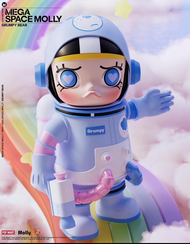 100% & 400% MEGA Space Molly Combo Grumpy Bear POP MART