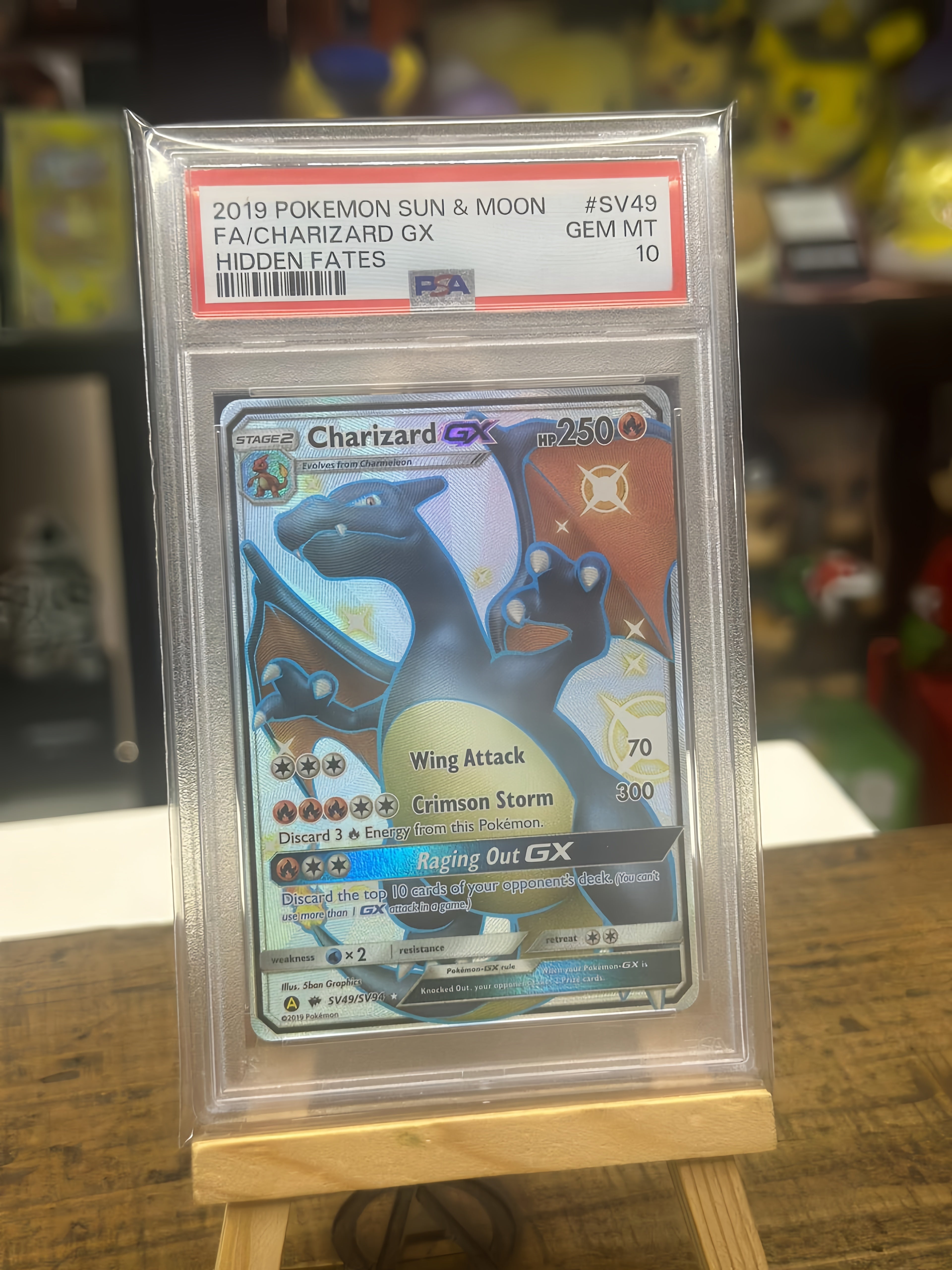 PSA10 2019 POKEMON SUN & MOON HIDDEN FATES #SV49 FA/CHARIZARD GX HIDDEN FATES