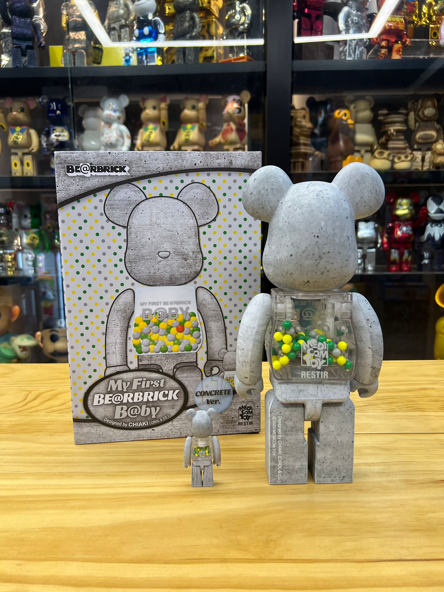 100% & 400% Be@rbrick My First Baby “Concrete”
