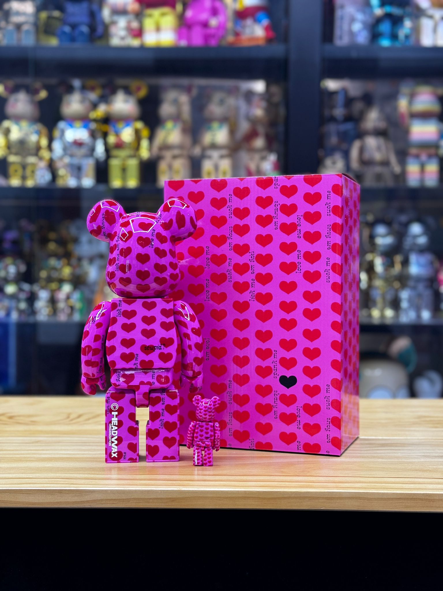 100% & 400% Bearbrick x Hide Pink Heart