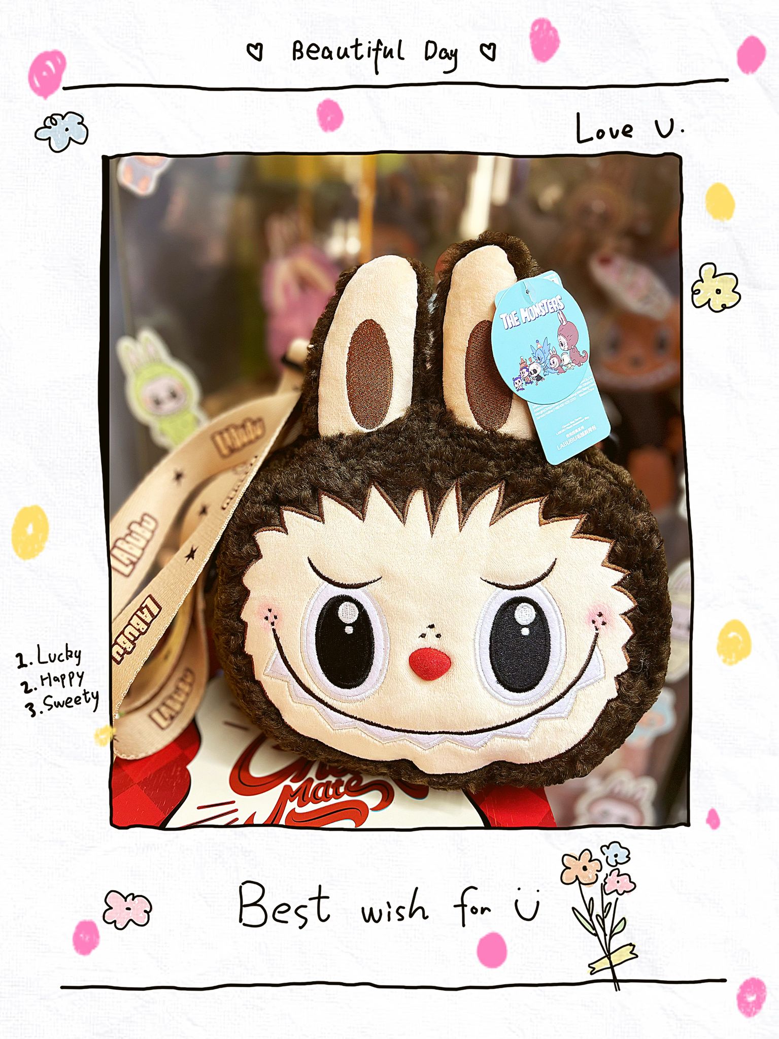 POP LAND 包包經典系列-Labubu毛絨斜挎包 Classic Bag Series-Labubu Plush Messenger Bag