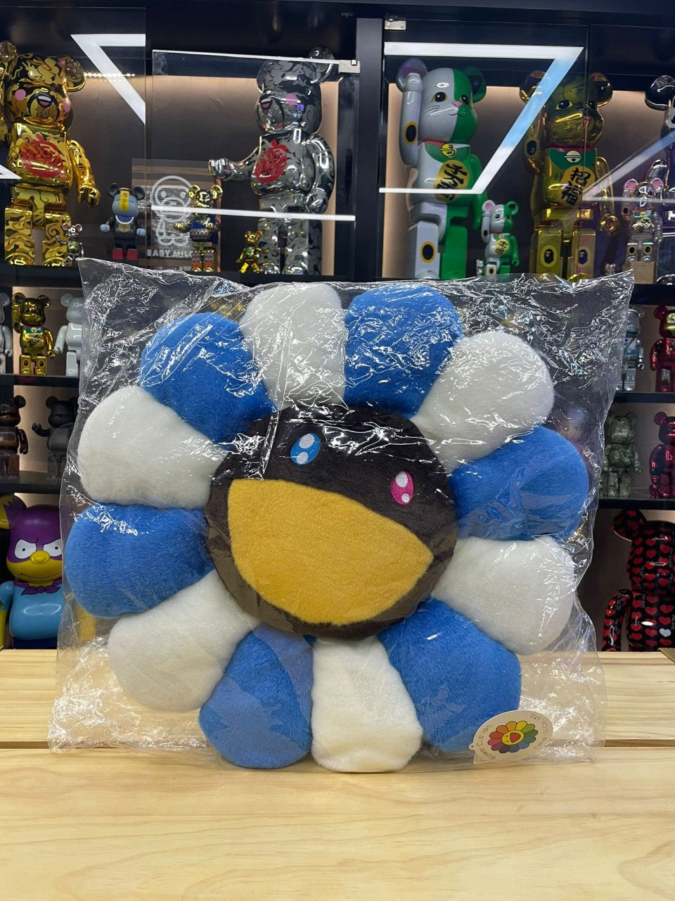 60cm Flower Cushion (Blue & Brown)