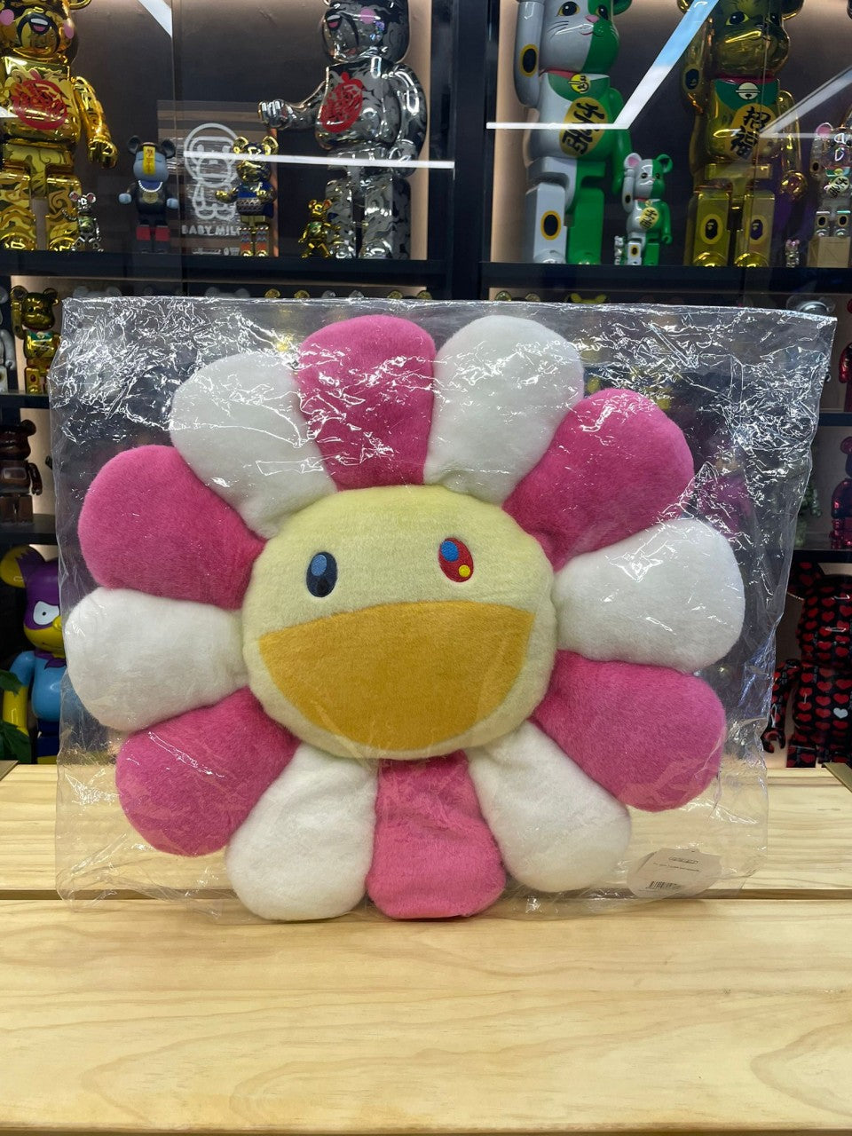 Coussin fleuri 60 cm (rose blanc et jaune)