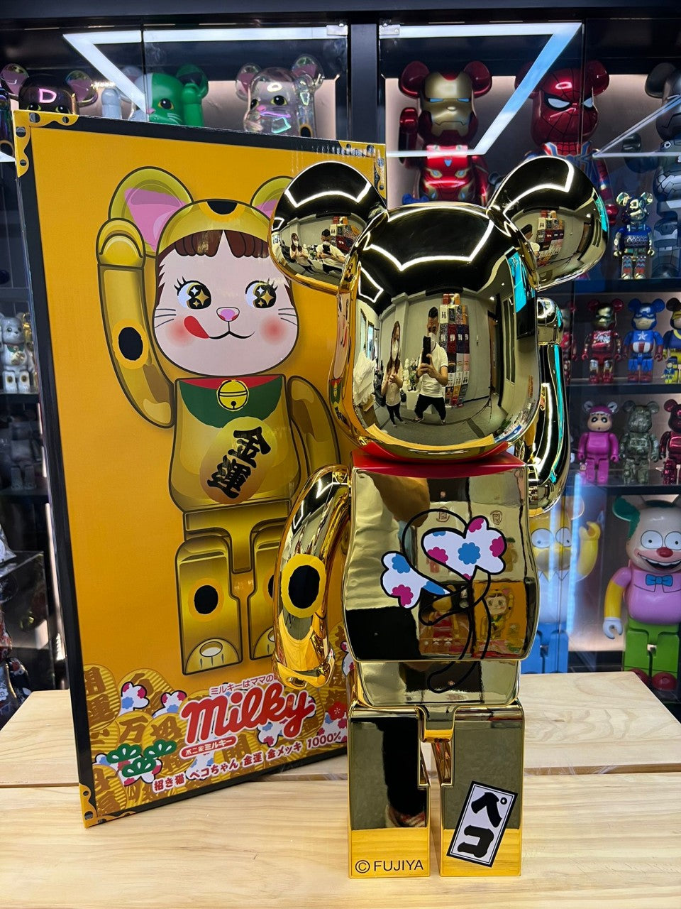 1000% Be@rbrick 招き猫 ペコちゃん 金運 金メッキ 不二家 牛奶妹 Peko Chan