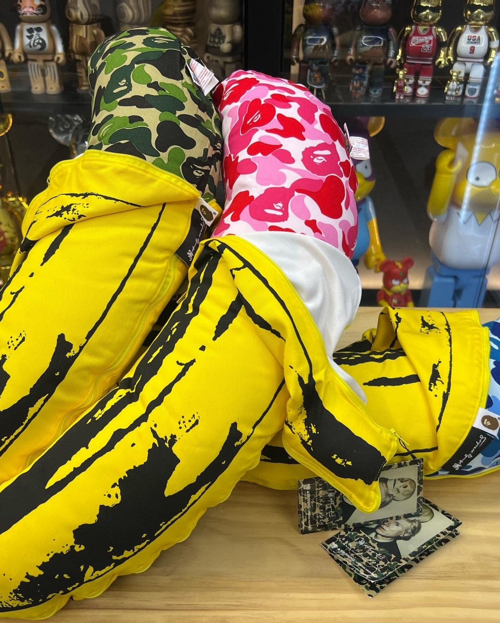Set of 3pcs Medicom x A bathing Ape x Andy Warhol (Banana) Blue / Red / Green Cushion