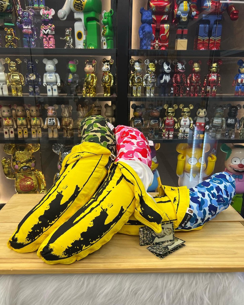 Set of 3pcs Medicom x A bathing Ape x Andy Warhol (Banana) Blue / Red / Green Cushion