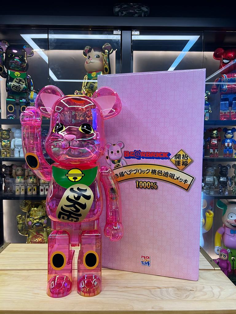 BE@RBRICK 招き猫 桃色透明メッキ 1000％-