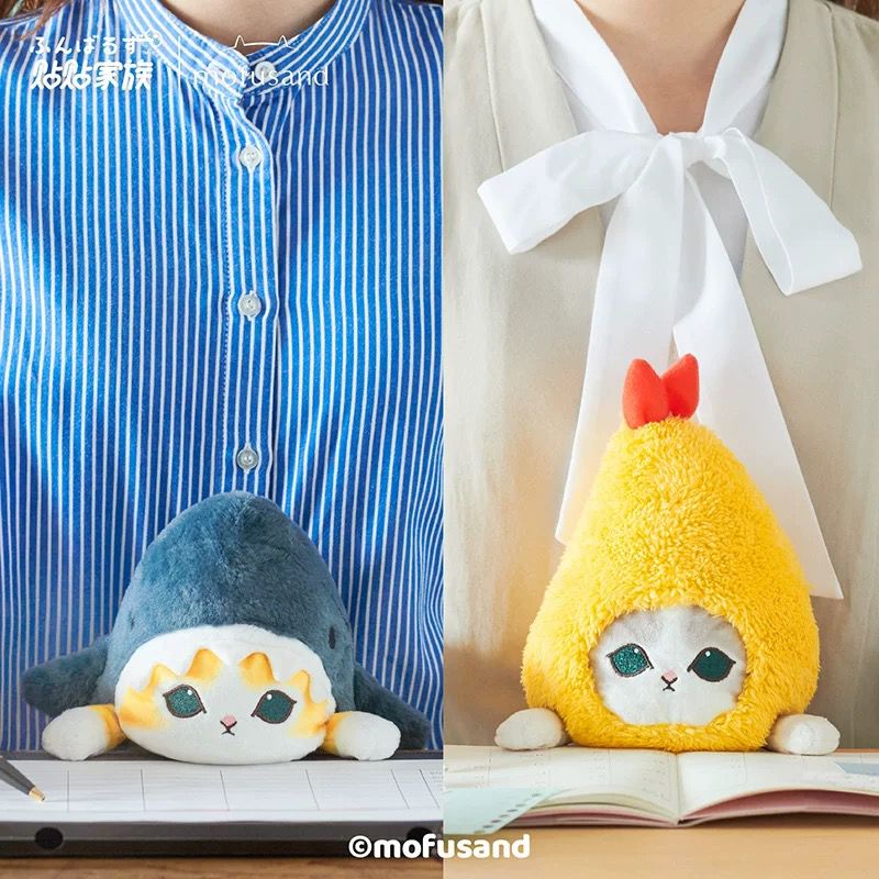 mofusand X 貼貼家族 坐姿矯正公仔 可愛鯊魚貓公仔