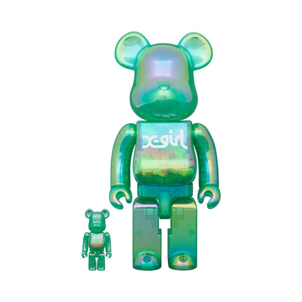 100% & 400% BE@RBRICK X-girl CLEAR GREEN Ver.