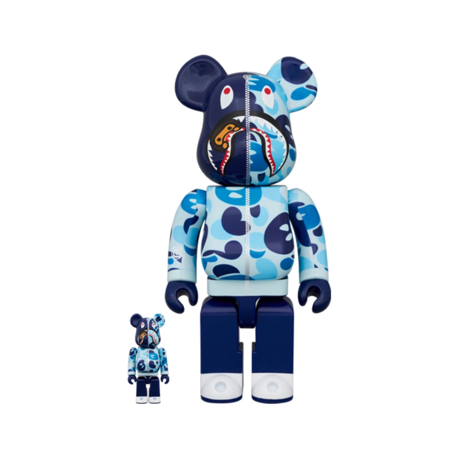 Set of 3pcs 100% & 400% BE@RBRICK BABY MILO(R) CAMO SHARK (Green/Pink/Blue)