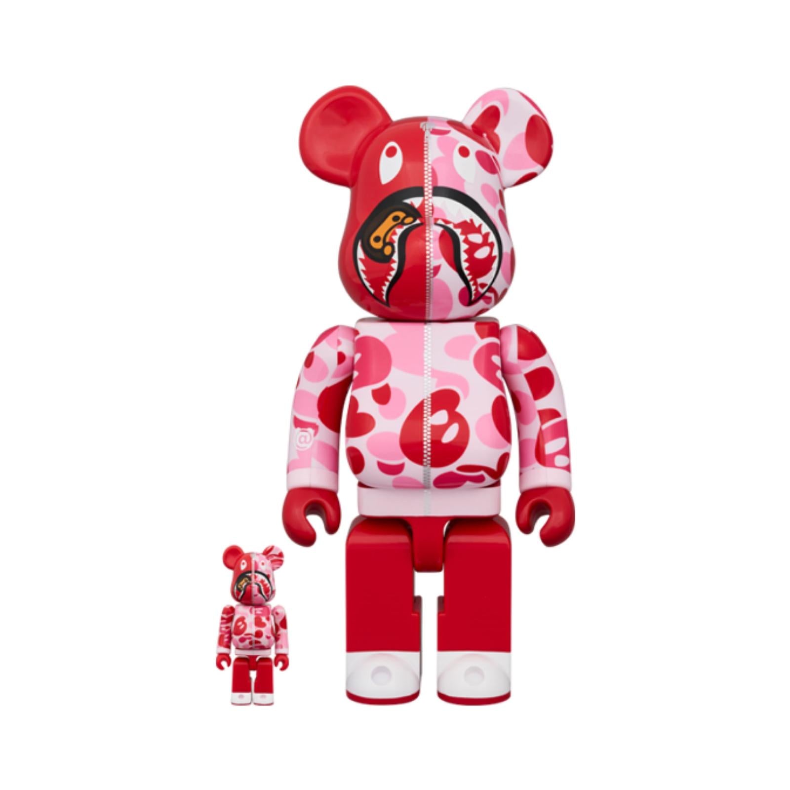 Set of 3pcs 100% & 400% BE@RBRICK BABY MILO(R) CAMO SHARK (Green/Pink/Blue)