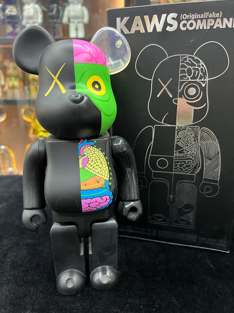 Set of 3 pcs 400% Be@rbrick x Kaws Original Fake (Black / Grey / brown) 黑/灰/紅 半解