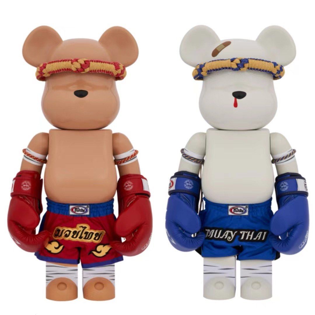 Set Of 2pcs 1000% Be@rbrick Muay Thai (Red) & (Blue) WWT3 Bangkok Edition