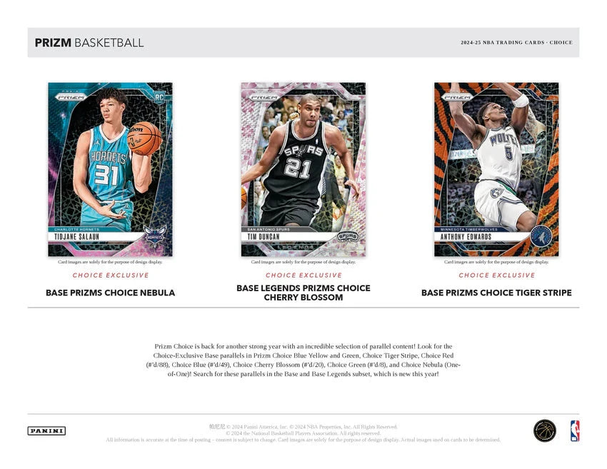 2024-25 PANINI PRIZM BASKETBALL CHOICE 8 CARDS