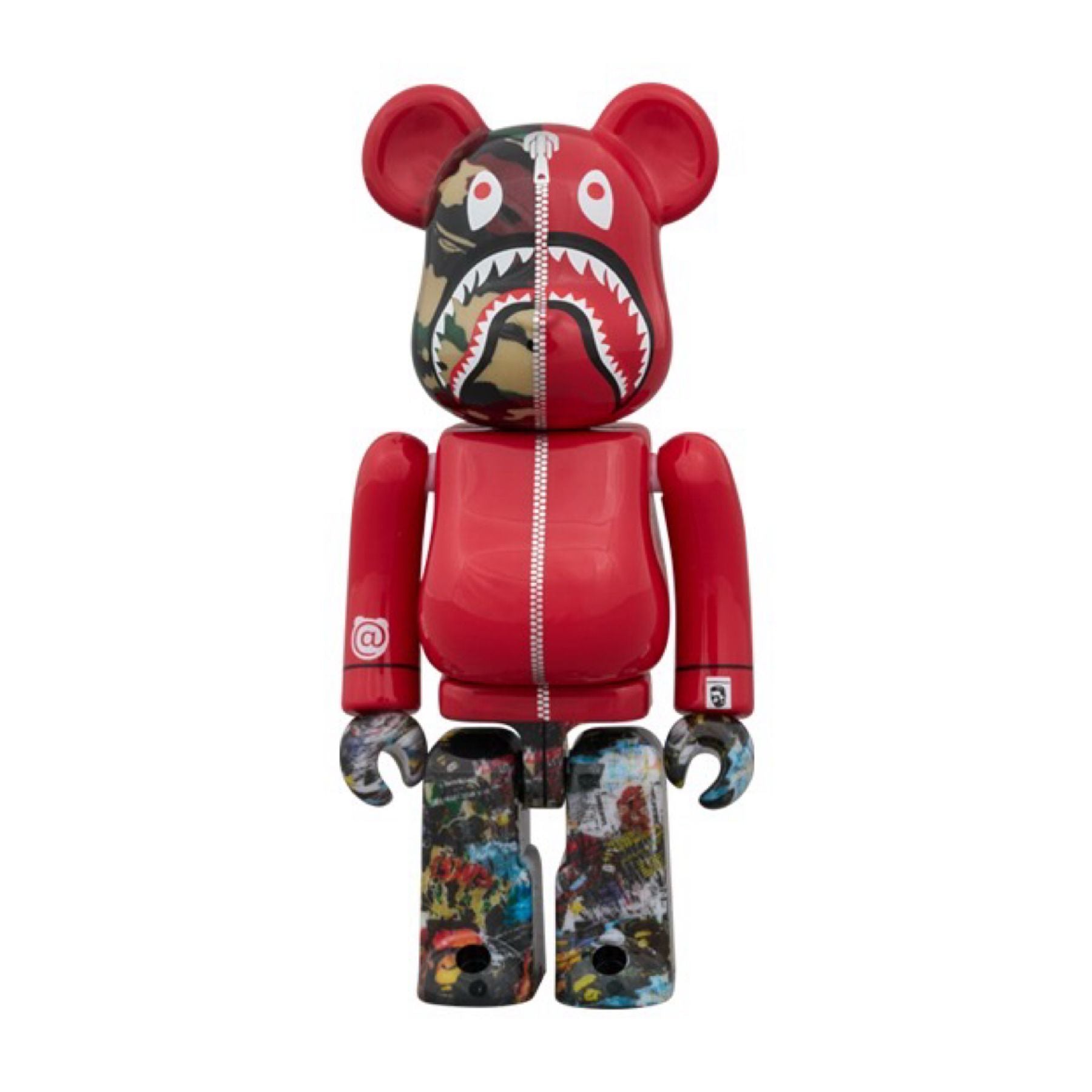 100% & 400% 3 PCS SET BE@RBRICK BAPE(R) LEGACY CAMO SHARK GRAY/RED/NAVY