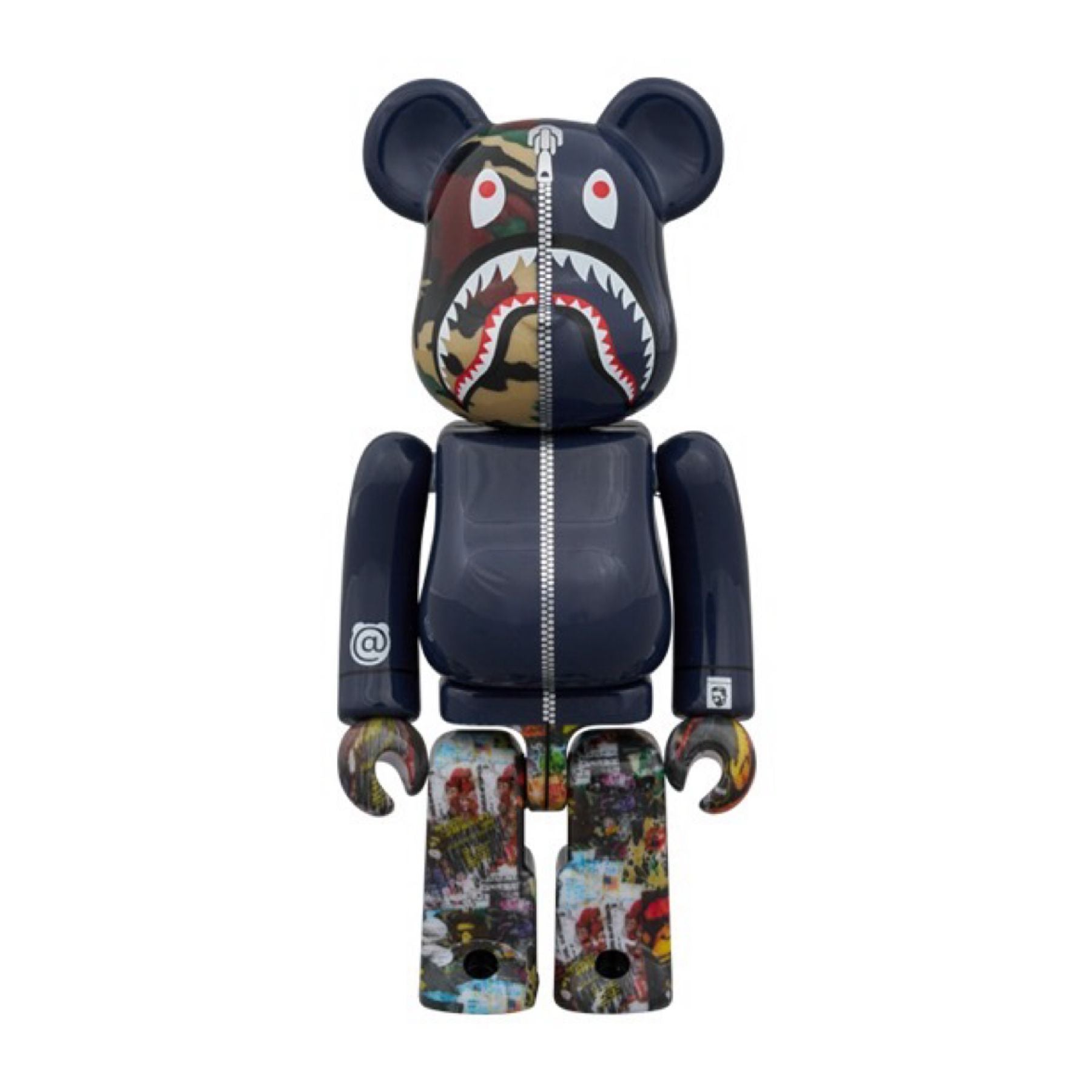 100% & 400% 3 PCS SET BE@RBRICK BAPE(R) LEGACY CAMO SHARK GRAY/RED/NAVY