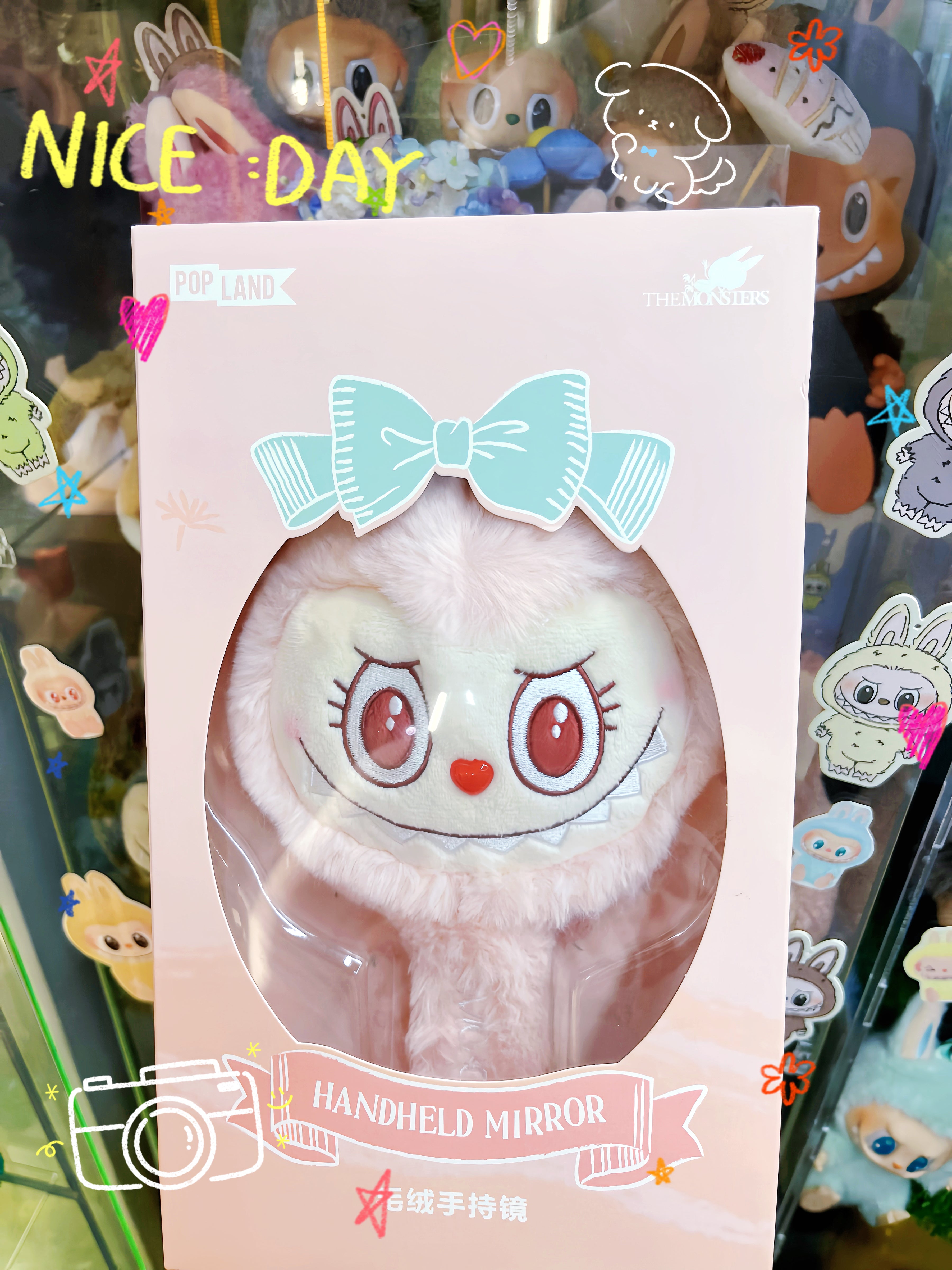 POP LAND Mokoko甜心系列-毛絨手持鏡 Sweetheart Series-Plush Handheld Mirror