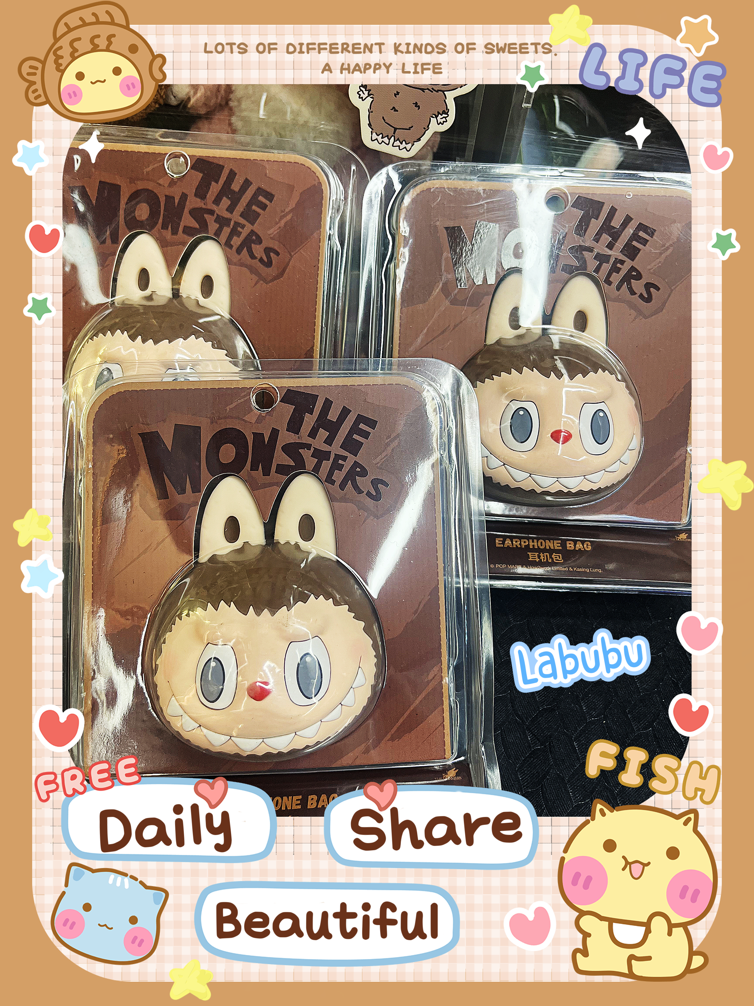 POP MART Labubu Original-棕色硅膠耳機包 Originals-Brown Sillcone Earphone Bag