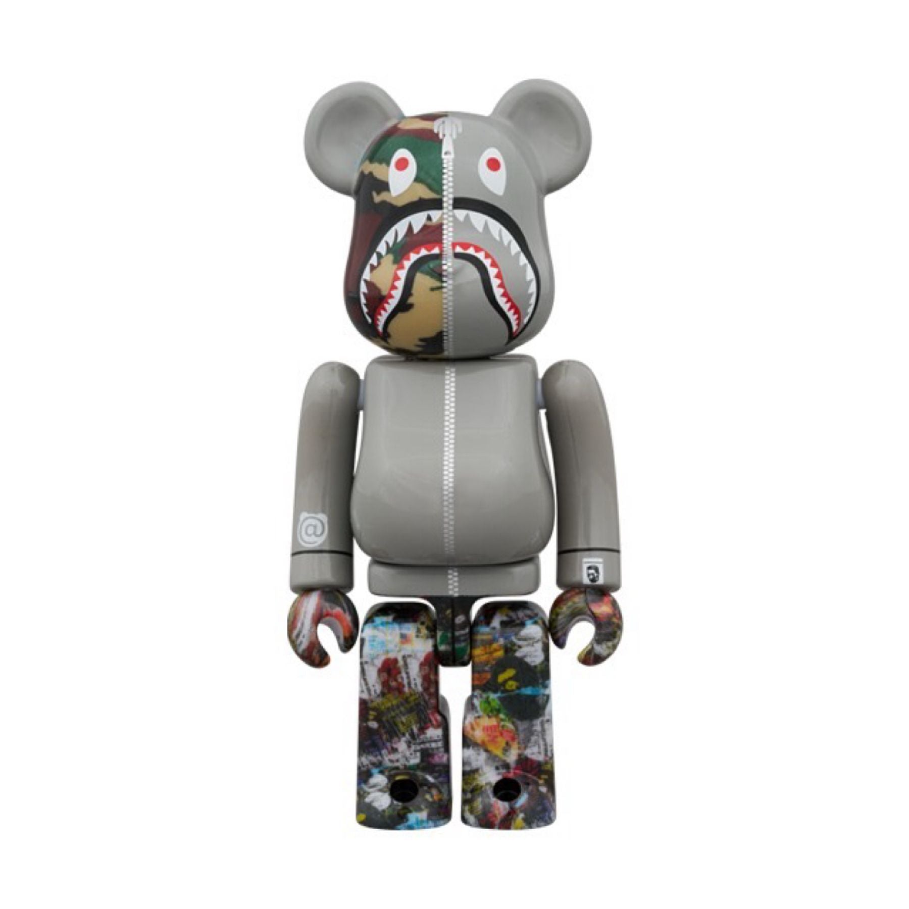 100% & 400% 3 PCS SET BE@RBRICK BAPE(R) LEGACY CAMO SHARK GRAY/RED/NAVY