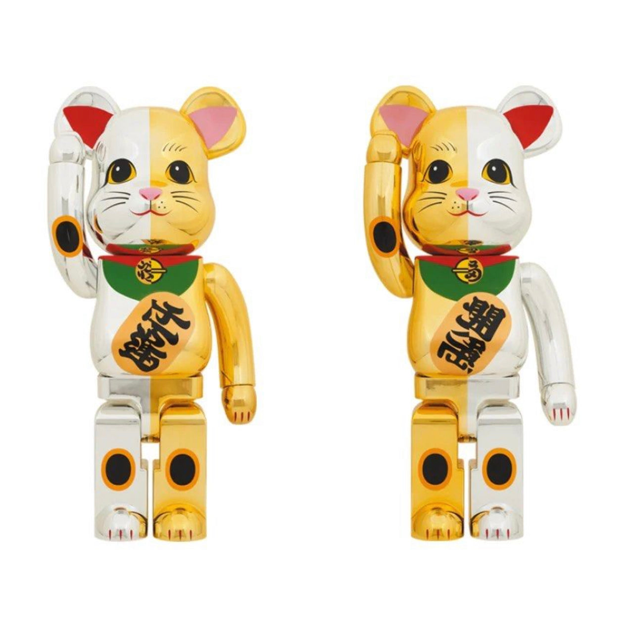 1000% Be@rbrick 招き猫 開運 銀×千万両 金 & 1000% Be@rbrick 招き猫 千万両 金×開運 銀