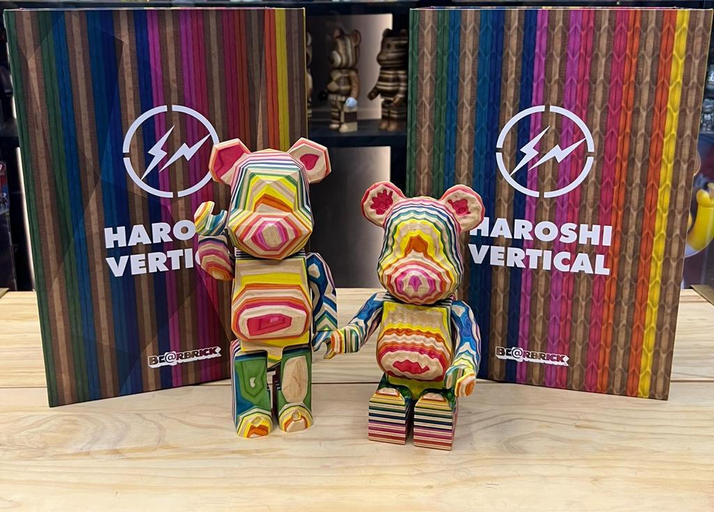 Set of 2pcs 400% Be@rbrickK カリモク fragmentdesign Haroshi Vertical polygon & carved wooden (wood)