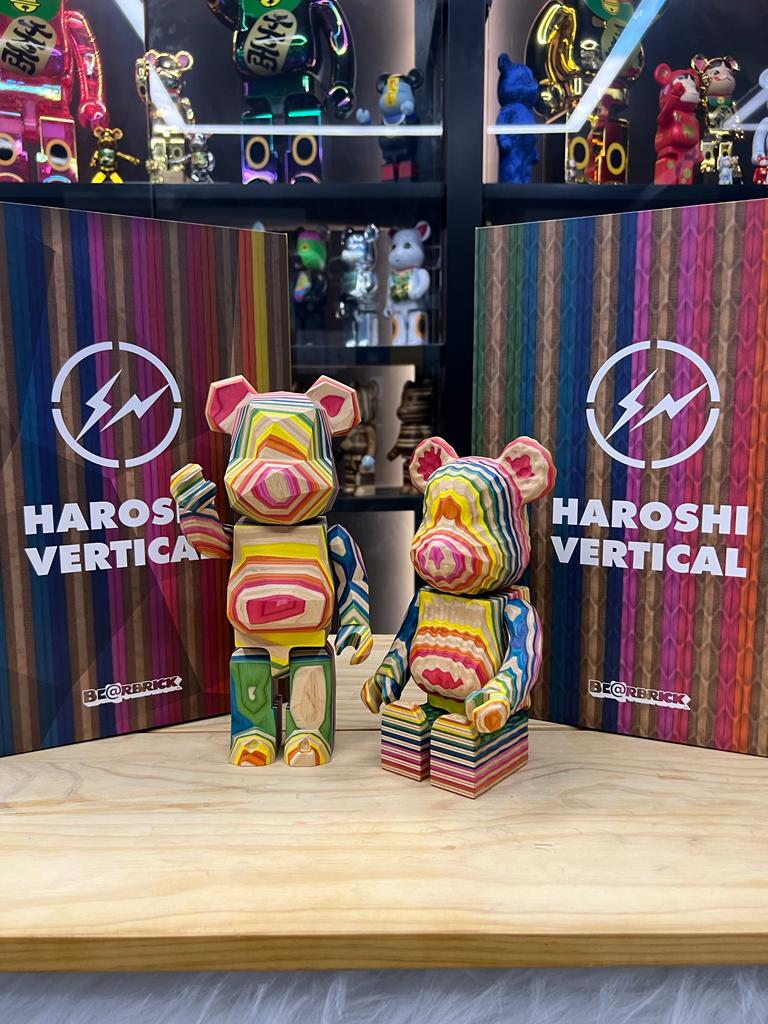 Set of 2pcs 400% Be@rbrickK カリモク fragmentdesign Haroshi Vertical polygon & carved wooden (wood)