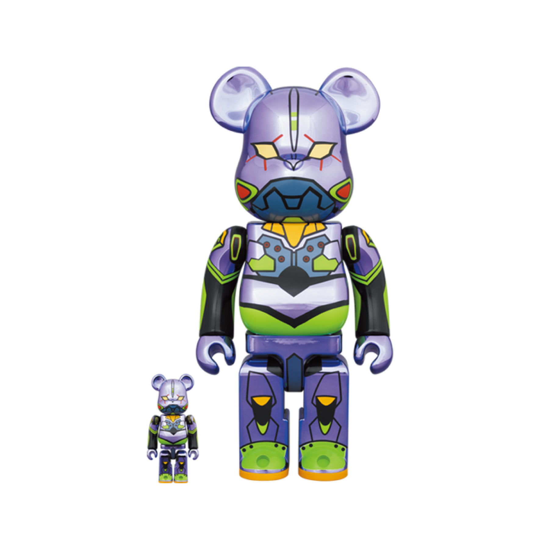 100% & 400% Be@rbrick Evangelion Eva Chrome Ver.