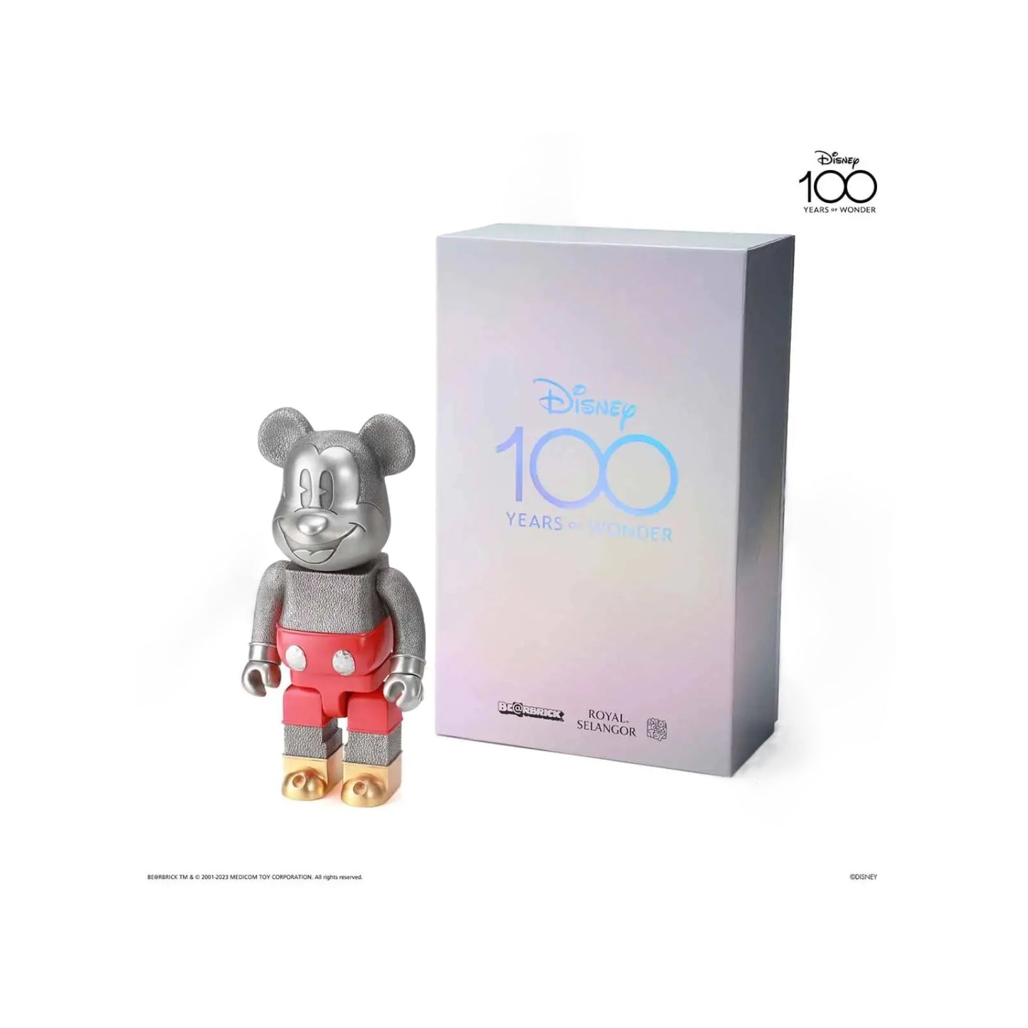 400% Mickey Mouse Disney 100 X Royal Selangor Bearbrick,2023